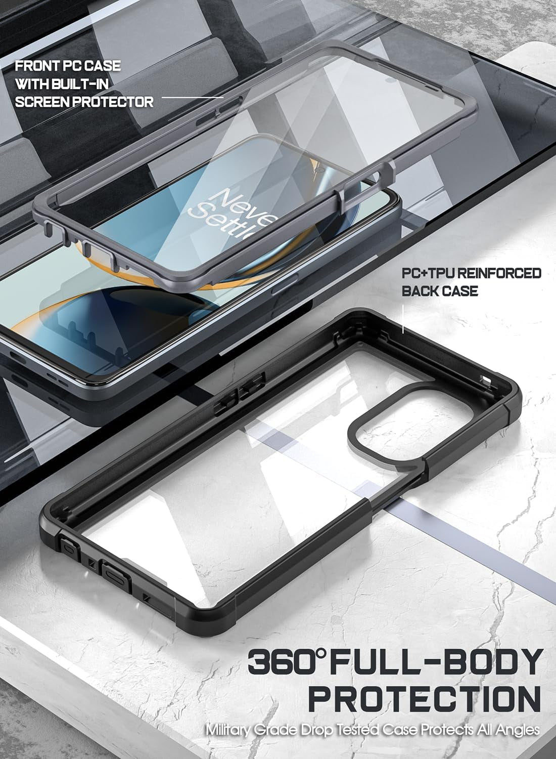 Poetic Guardian Case Designed for Oneplus Nord N30 5G, [20FT Mil-Grade Drop Tested], Full Body Hybrid Shockproof Bumper Cover with Built-In Screen Protector, Black/Clear  Poetic   