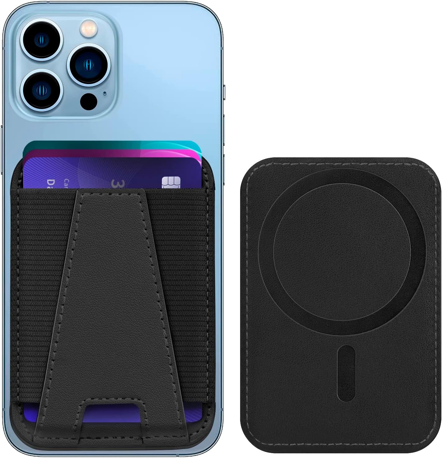 Miroddi Mi-Arch Series Magsafe Wallet, Magnetic Wallet Card Holder for Apple Magsafe, Magsafe Leather Wallet for Back of Iphone 14/13/12 Series [Enhanced Magnetic Strength, Max 7 Cards Storage] Black  Miroddi   