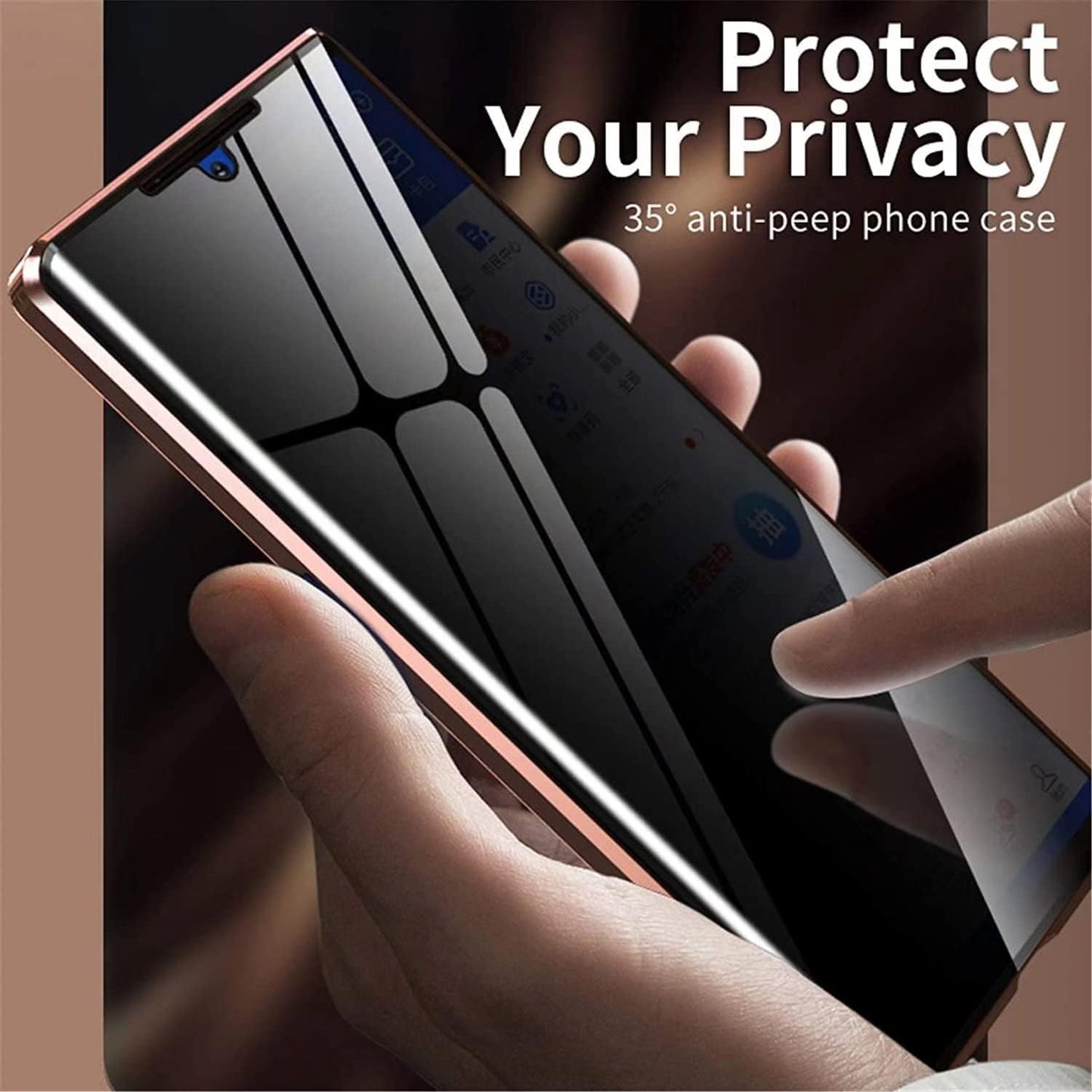 Privacy Magnetic Case for Samsung Galaxy Note 20 Ultra, anti Peep Tempered Glass Full Body Case, Front & Back 9H Tempered Glass, Privacy Screen Protector Metal Frame anti Spy Case Cover, Purple  PingGoo   