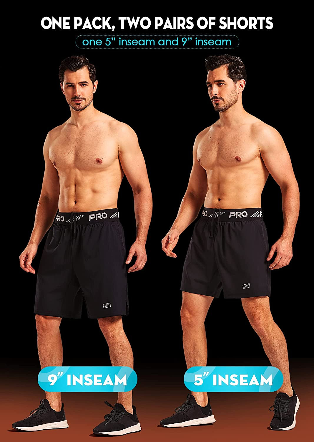 ACESHIP 2 Pack Workout Running Shorts Quick Dry Athletic Shorts 5" and 9" Lightweight Gym Shorts with Zipper Pockets  Aceship   