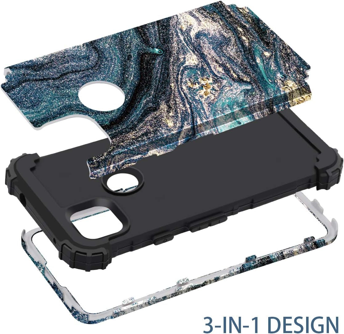 Casewind Google Pixel 4A 4G Case, Google 4A 4G Case, Google Pixel 4A 4G Case Marble 3 in 1 Hybrid Shockproof Impact TPU Rugged Bumper Protective Cover for Google Pixel 4A 4G Case Navy Blue  Casewind   