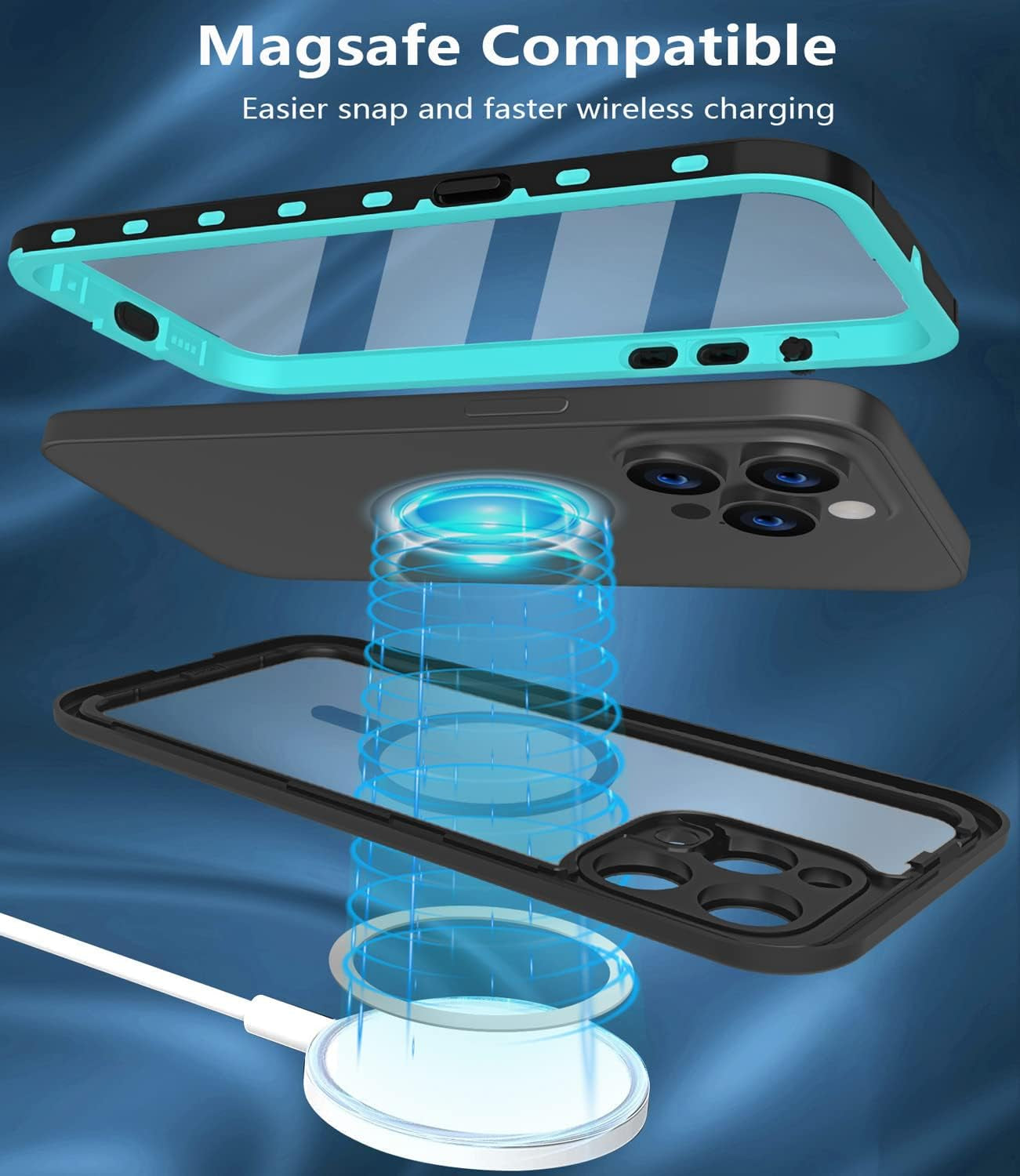 Dewfoam Design for Iphone 14 Pro Max Waterproof Case, Shockproof Dustproof Phone Case with Screen Protector, Full Body Protective Phone Case for Iphone 14 Pro Max 6.7''(Teal)  Dewfoam   