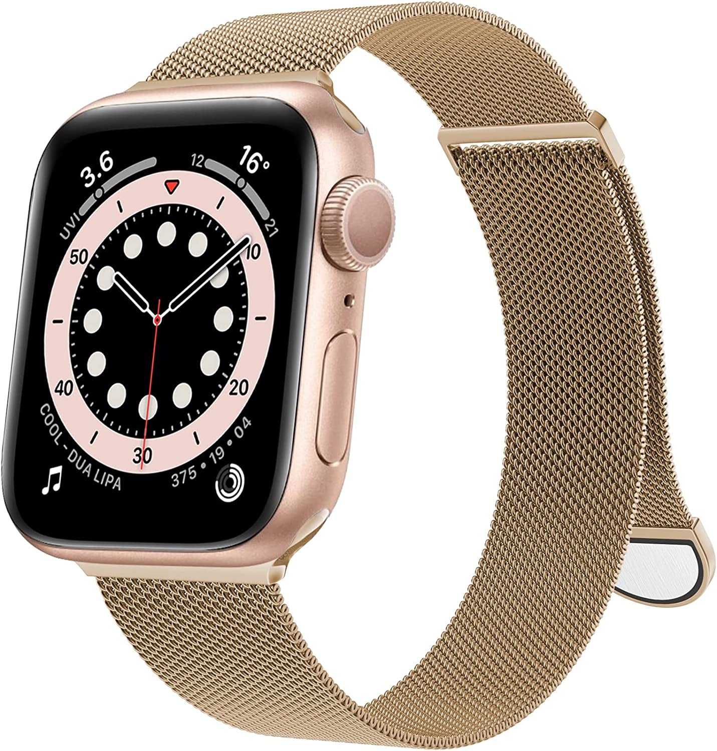 🌈🌈🌈OULUOQI for Apple Watch Band Series Ultra SE 8 7 6 5 4 3 2 1 38Mm 40Mm 41Mm 42Mm 44Mm 45Mm 49Mm Women and Men, Stainless Steel Mesh Loop Magnetic Clasp Replacement for Iwatch Band ( 38Mm/40Mm/41Mm Rose Gold）  OULUOQI Gold 42mm/44mm/45mm/49mm 