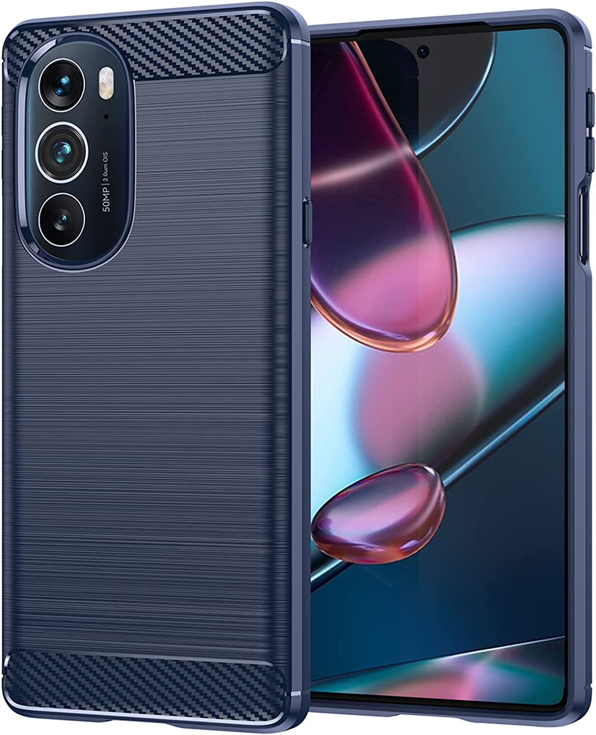 For Motorola Edge 2022 Case, Moto Edge 2022 Case with HD Screen Protector, Fashion Non-Slip Shock-Absorption Flexible TPU Bumper Soft Rubber Protective Phone Case Cover for Motorola Edge 2022, Gray  JINZHI Inc Navy Blue Brushed Tpu Case Motorola Edge Plus 2022 
