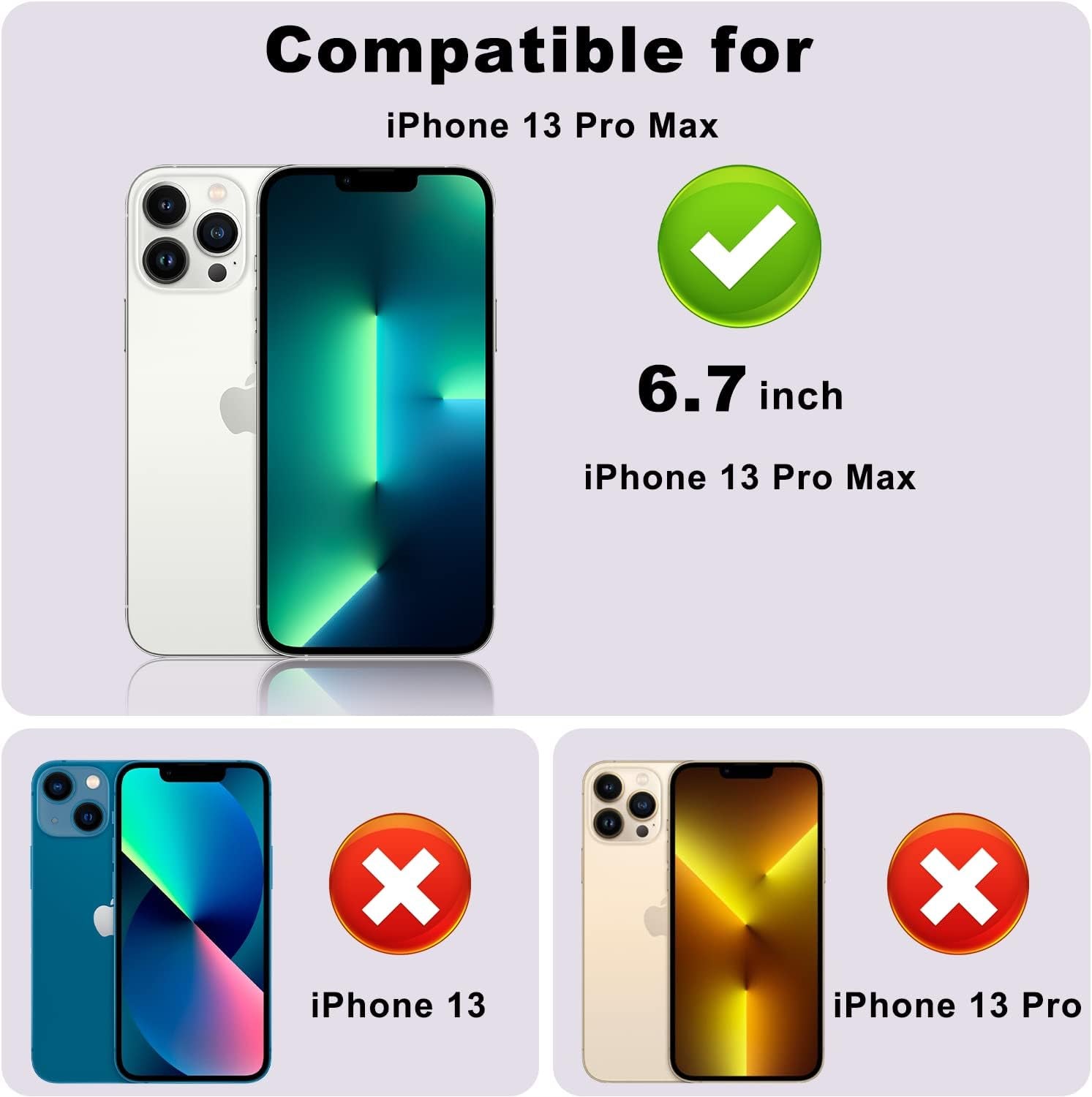 Fotbor [3+3 Pack] Iphone 13 Pro Max Privacy Screen Protector with Camera Lens Protector, anti Spy Private Full Coverage Bubble Free 9H Hardness Tempered Glass Film 6.7 Inch with Easy Installation Kit (Black)  Fotbor   