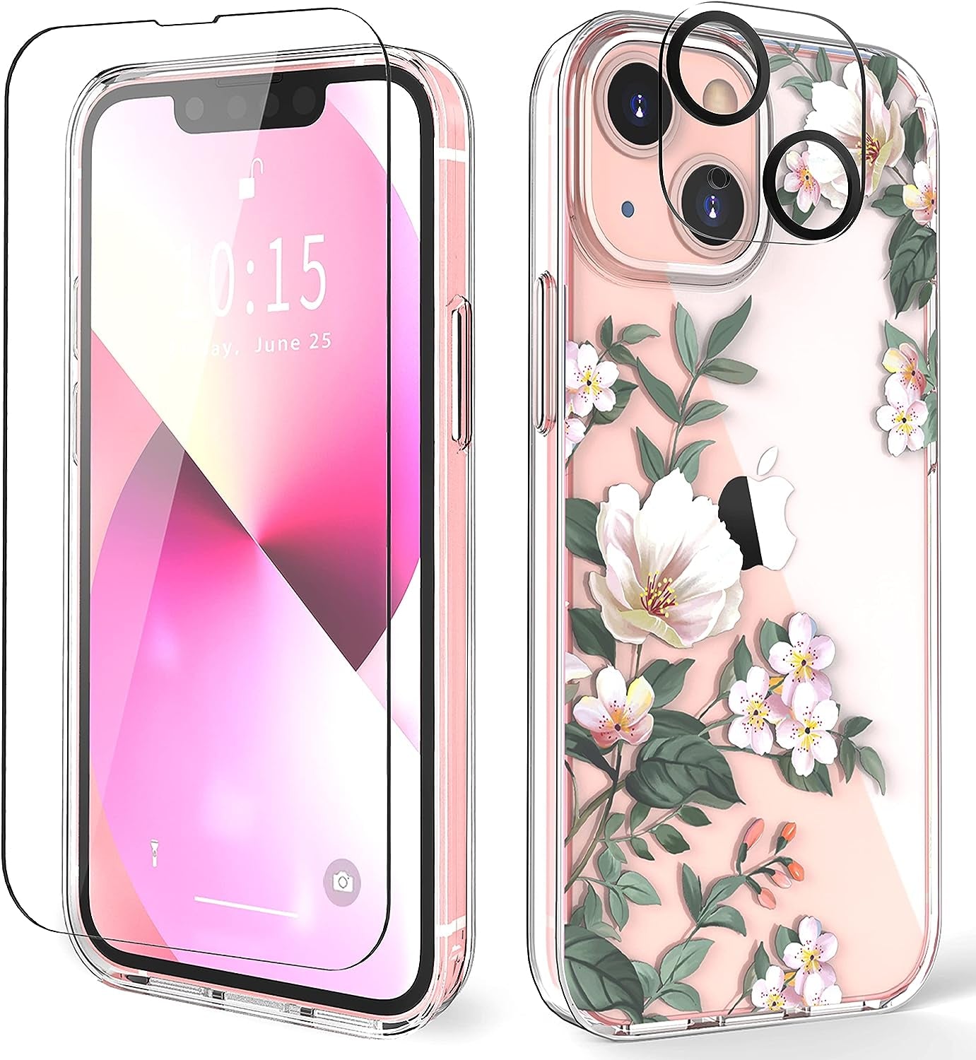ZQWY Designed for Iphone 13 Case 6.1 Inch, with Tempered Glass Screen Protector + Camera Lens Protector Clear with Design Protective Aesthetic Women Girl Phone Cover (Harry Potter)  ZQWY Magnolia/White  