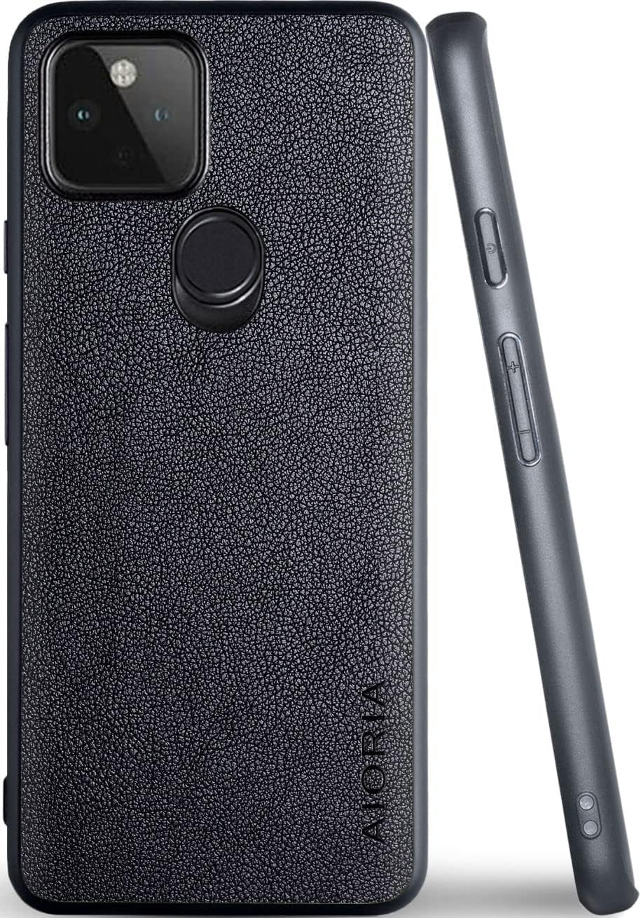 For Google Pixel 4A 5G Case, 6.2 Inch Premium PU Leather Phone Cover Retro Design Full Protective Case for Google Pixel 4A 5G (Black)  AIORIA   