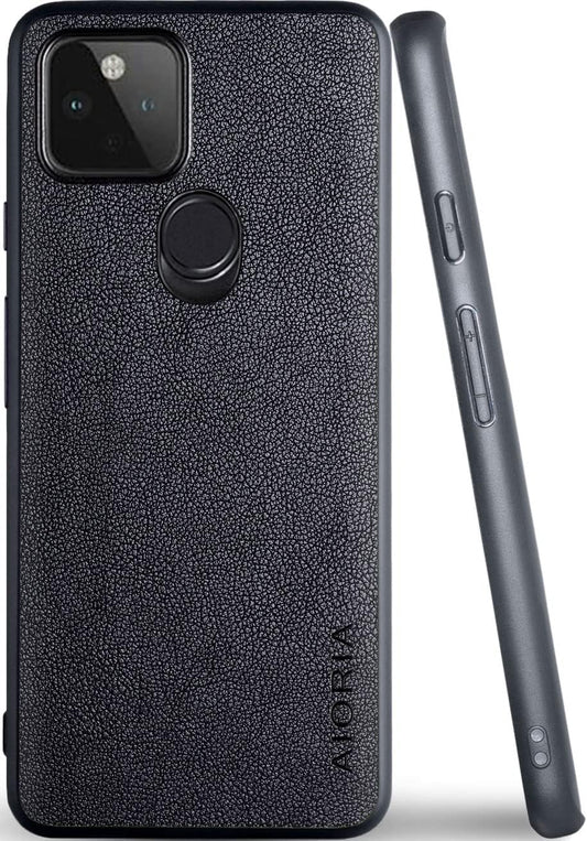 For Google Pixel 4A 5G Case, 6.2 Inch Premium PU Leather Phone Cover Retro Design Full Protective Case for Google Pixel 4A 5G (Black)  AIORIA   