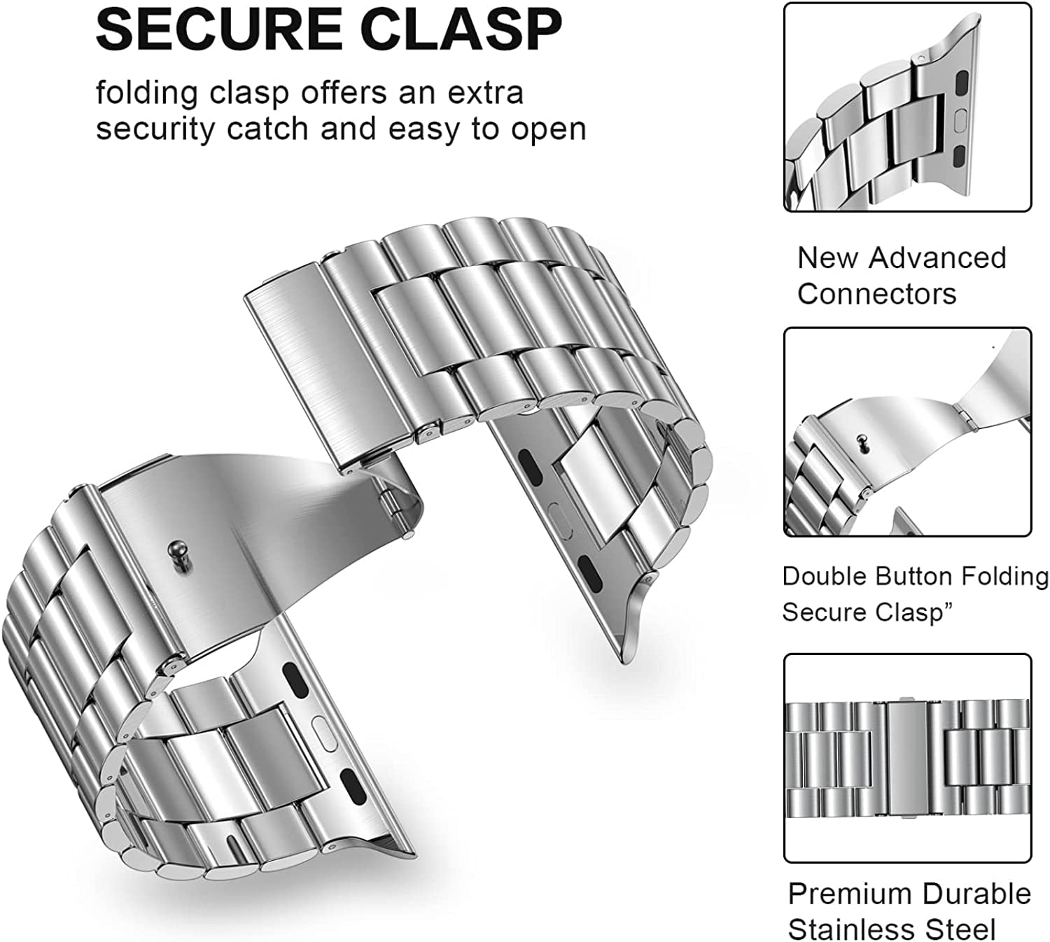 Fitlink Metal Band Compatible for Apple Watch Series 8 7 6 5 4 3 2 1 SE Apple Watch Ultra, Stainless Steel Waterproof Apple Watch Band for Apple Watch 38Mm 40Mm 41Mm 42Mm 44Mm 45Mm 49Mm for Women Men  Fitlink   