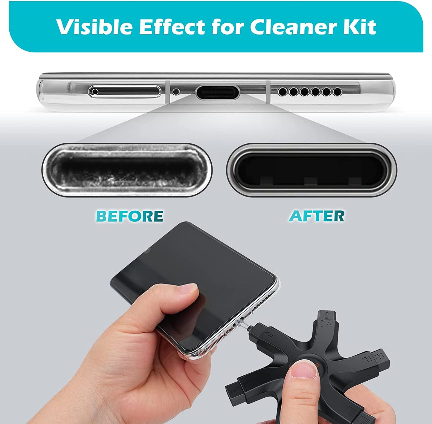 12 in 1 Iphone Cleaning Kit, Airpods Cleaning Kit with Portable Bag, Iphone Charging Port Cleaning Kit, Fix Unreliable Charging Connection, 2023 (Black)  Spogie   
