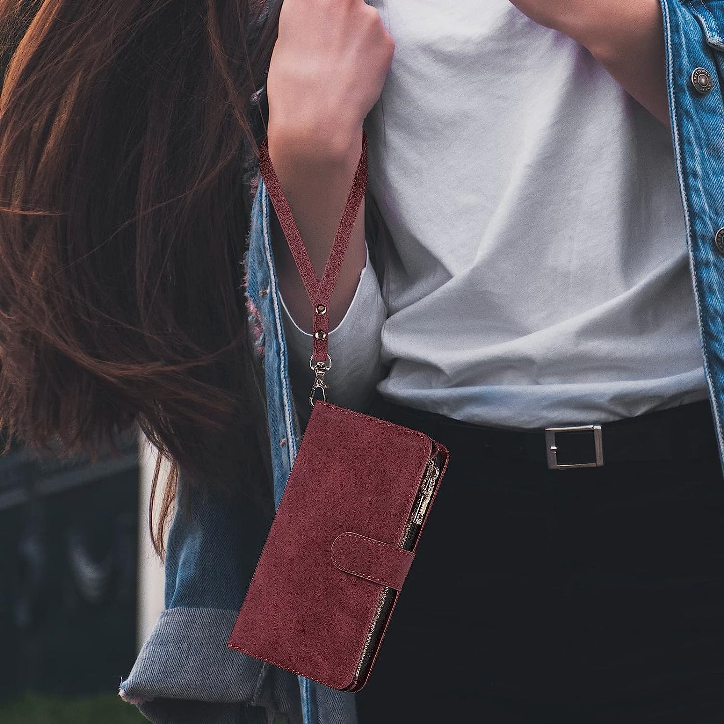 Ｈａｖａｙａ Iphone 13 Pro Max Case Wallet Magsafe Compatible,Iphone 13 Pro Max Phone Case with Card Holder,Flip Magnetic Zipper Magnetica Wallet Cover for Women Men -Wine Red  Ｈａｖａｙａ   