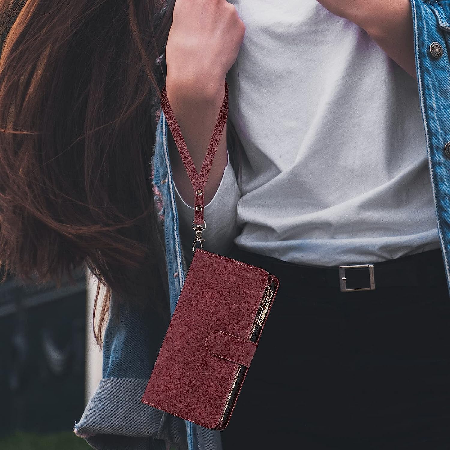 Ｈａｖａｙａ Iphone 13 Pro Max Case Wallet Magsafe Compatible,Iphone 13 Pro Max Phone Case with Card Holder,Flip Magnetic Zipper Magnetica Wallet Cover for Women Men -Wine Red  Ｈａｖａｙａ   