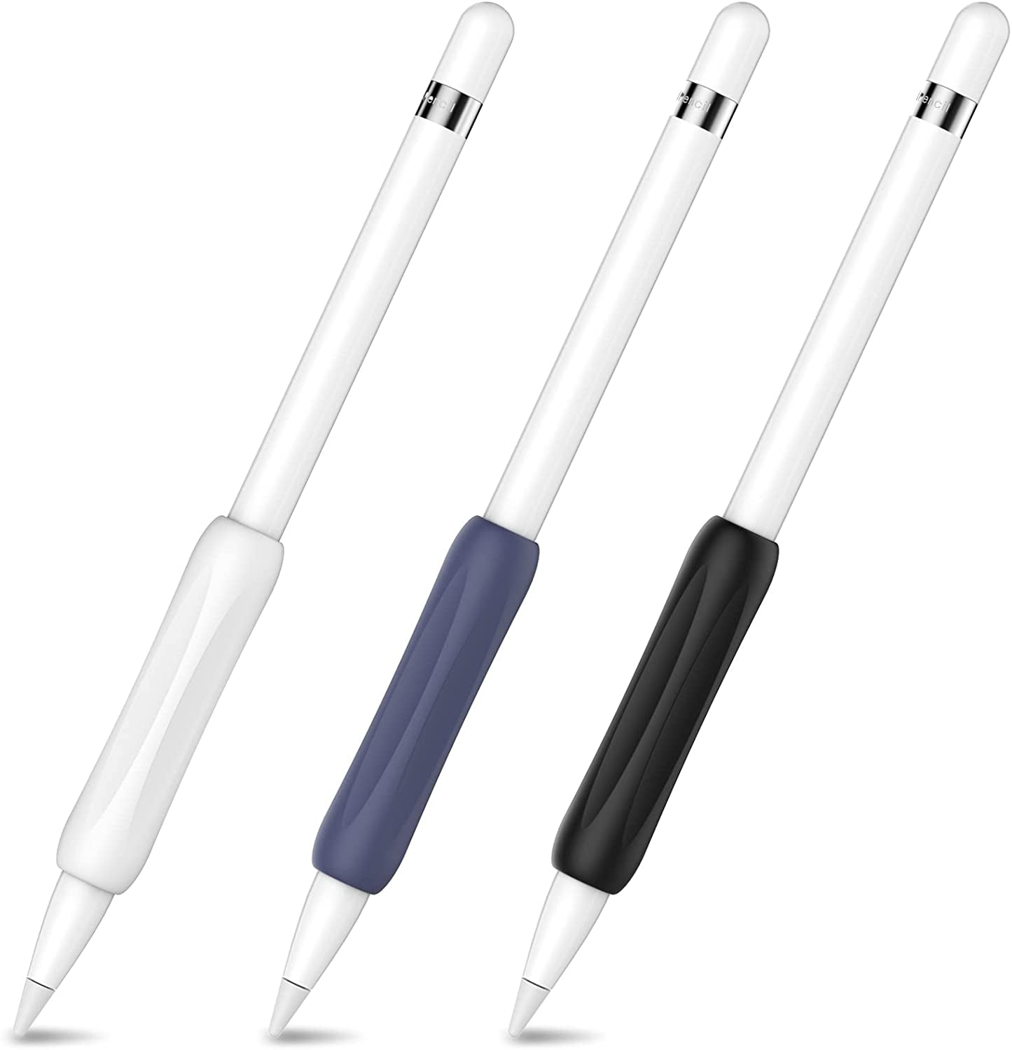 Ahastyle 3 Pack Cap Replacement Holder with Anti-Lost Strap Silicone Protective Cap Cover for Apple Pencil 1St Generation(White, Pink, Avocado Green)  AHASTYLE White+Black+Midnight Blue Apple Pencil Grip 