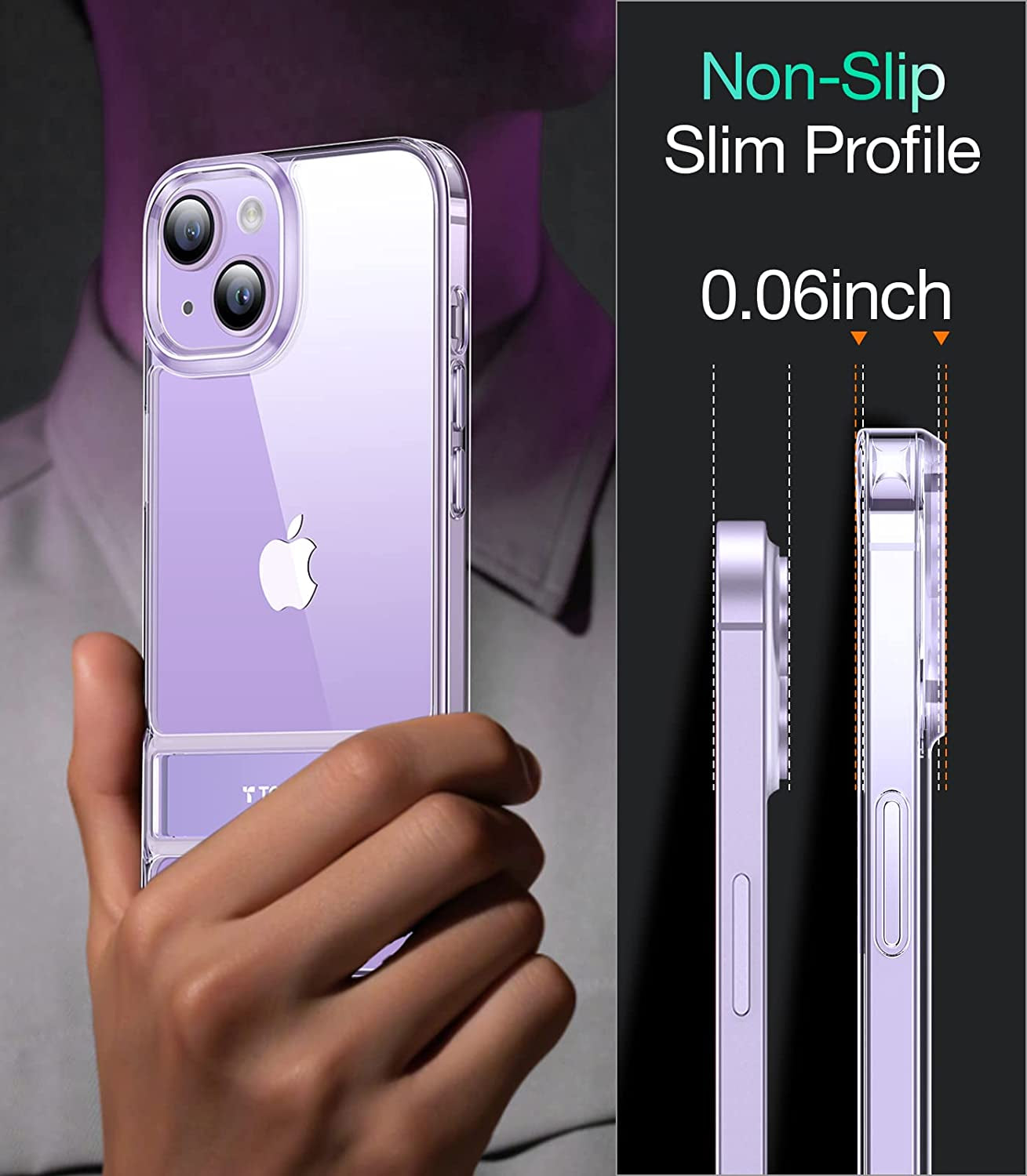 TORRAS Moonclimber for Iphone 14 plus Case, [3 Stand Ways][Non-Yellowing] Military Grade Shockproof Protective Slim Hard Clear Phone Case with Stand 6.7'' 2022, Purple  TORRAS   