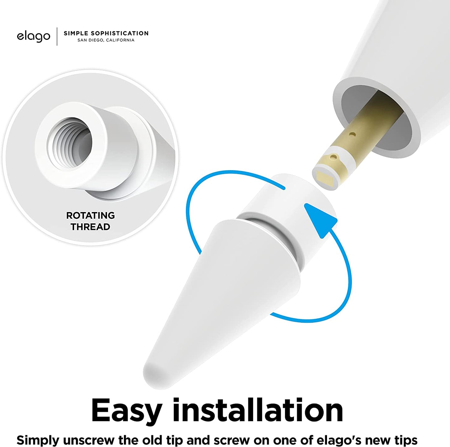 Elago [4 Pack Replacement Pencil Tips Compatible with Apple Pencil 1St & 2Nd Generation, Wear-Resistant High Sensitivity Pencil Nibs  elago   