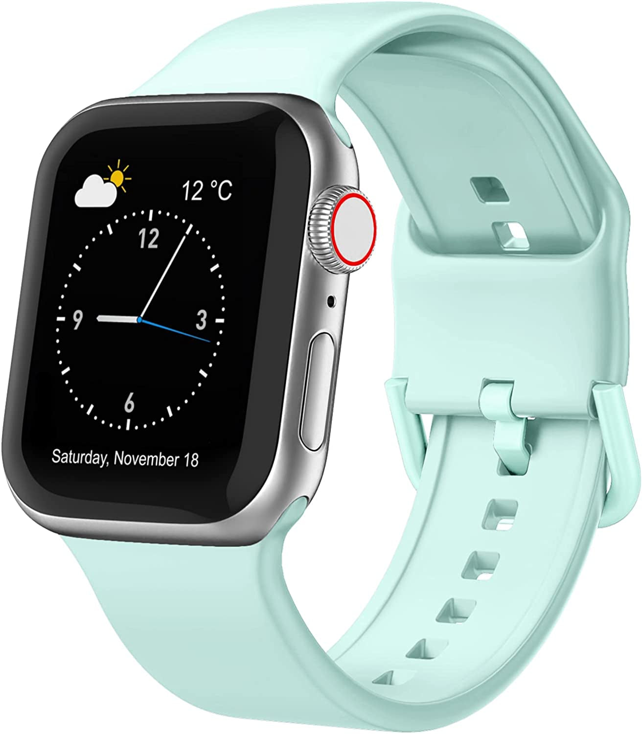 Sport Band Compatible with Apple Watch Bands 49Mm 45Mm 44Mm 42Mm 41Mm 40Mm 38Mm, Soft Silicone Wristbands Replacement Strap with Classic Clasp for Iwatch Series SE 8 7 6 5 4 3 2 1 Ultra for Women Men  Recoppa Mint Green 38mm/40mm/41mm 