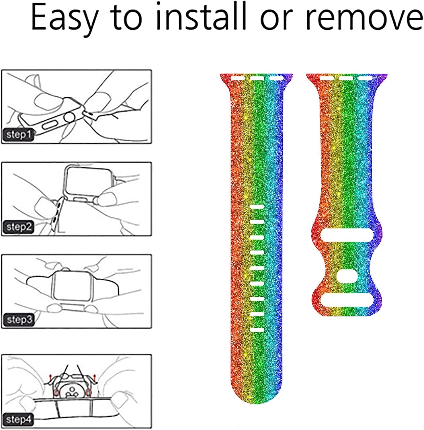 LGBT Pride Watch Band Compatible with Apple Watch 38Mm 40Mm 41Mm 42Mm 44Mm 45Mm, Soft Silicone Rainbow Sport Strap Replacement Band for Iwatch Series 7 6 5 4 3 2 1 SE…  MohuanDd   