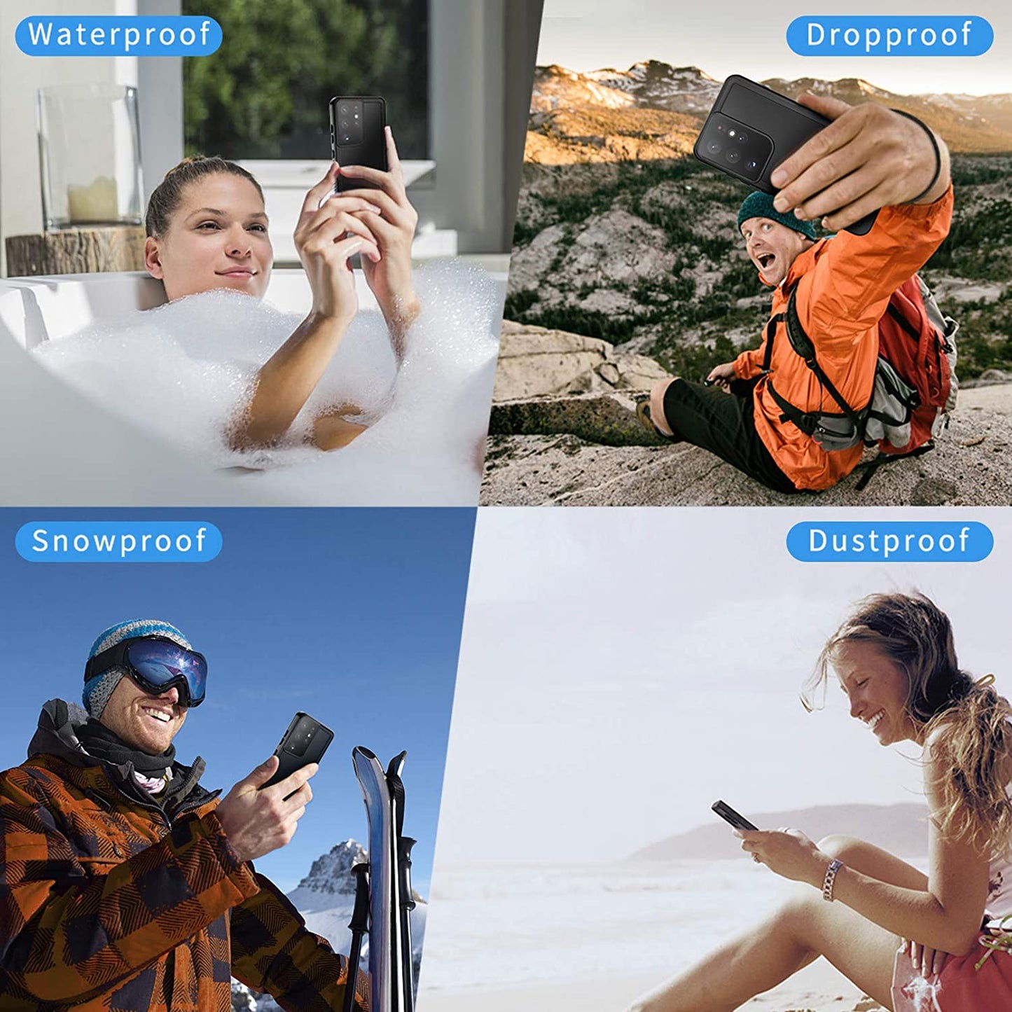 Lanhiem Samsung Galaxy S22 Ultra Case, IP68 Waterproof Dustproof, Built-In Screen Protector, Rugged Full Body Shockproof Protective Cover for Galaxy S22 Ultra 5G 6.8 Inch, Black/Clear  Lanhiem   