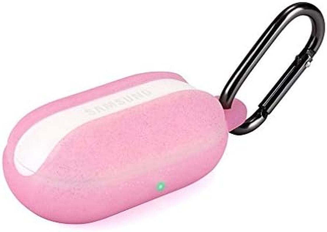 Fironst Silicone Case for Galaxy Buds (Plus), with Carabiner Protective Cover Soft and Shock Resistant Compatible with Fast Wireless Charging for Samsung Galaxy Earbuds & Buds+ 2020 (Glittery Pink)  Fironst   