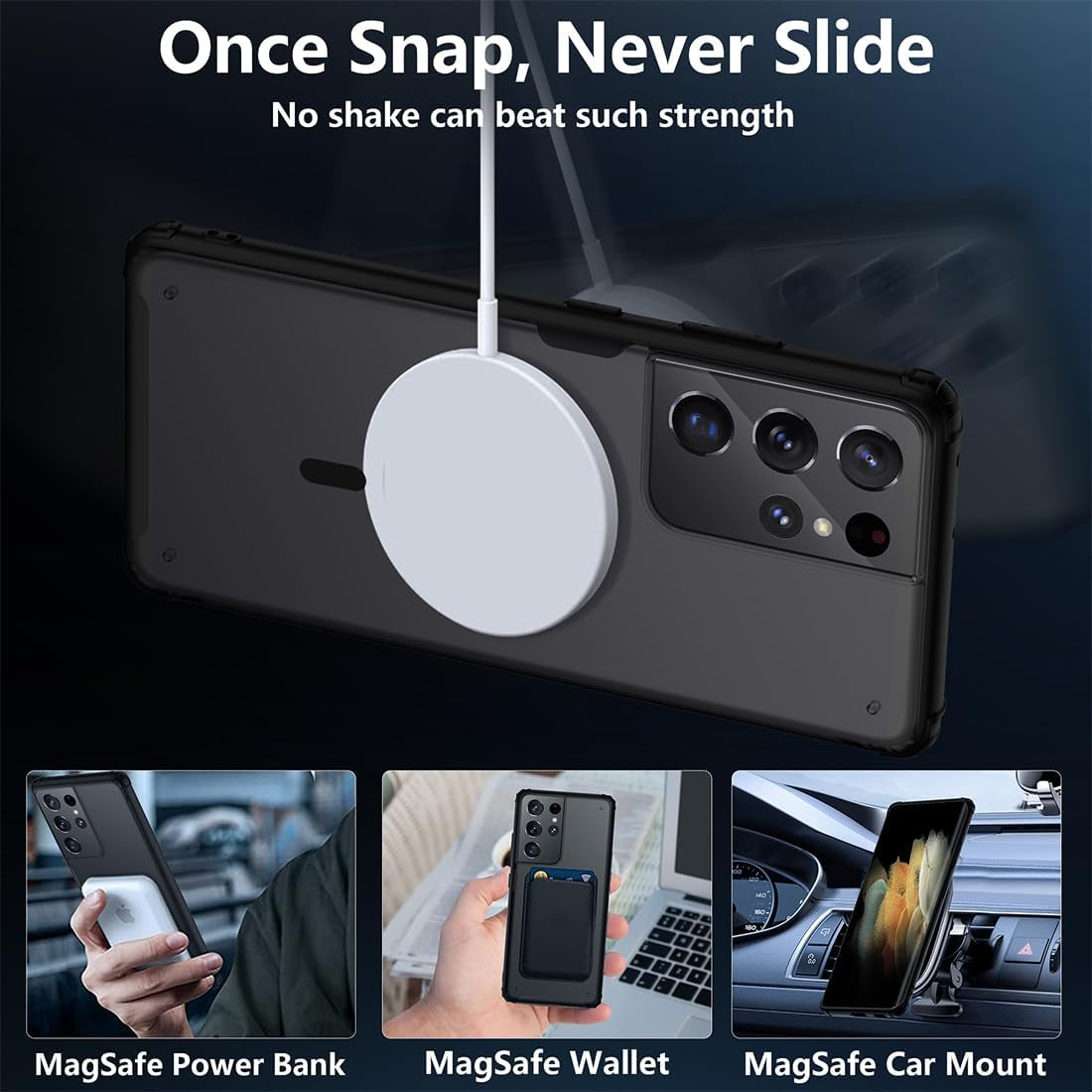 TIANNIUKE Magnetic Case for Samsung Galaxy S21 Ultra, Translucent Matte Anti-Fingerprint, Compatible with Magsafe, Slim Fit Shockproof Protective Phone Case for Galaxy S21 Ultra  TIANNIUKE   