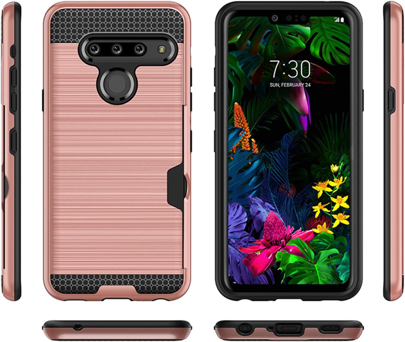 Case for LG G8, Thinq Case with Card Slot Holder, Shock Absorption Case Protective Cover for LG G8(Rose Golden)  jia   