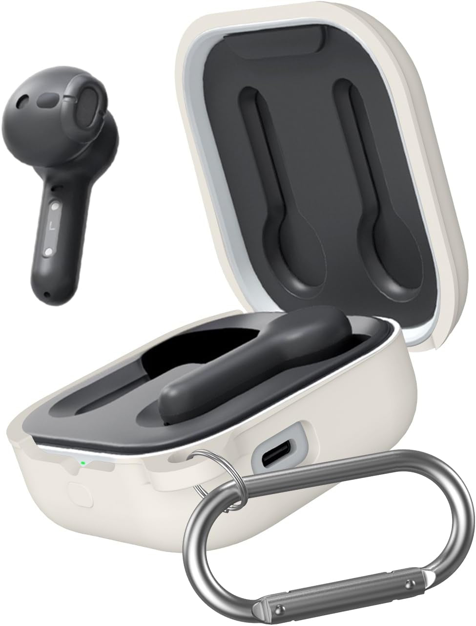 Alquar for All-New Echo Buds(2023 Release) Case Cover, Soft Silicone Protective Scratch Shock Resistant Cover ONLY Compatible with All-New Echo Buds Charging Case with Carabiner(Apricot)  Alquar   