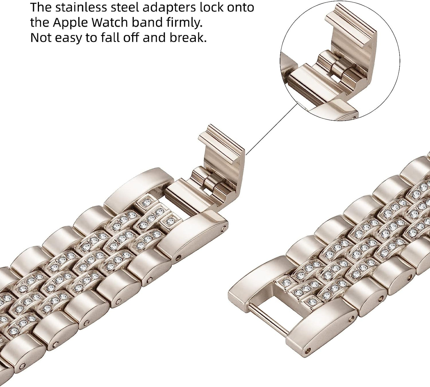 Missair Compatible with Apple Watch Band 38Mm 40Mm 41Mm 42Mm 44Mm 45Mm Series 8 7 6 5 4 3 2 1 SE, Women Diamond Bling Bracelet Jewelry Metal Replacement Wristband Strap for Iwatch  Missair   