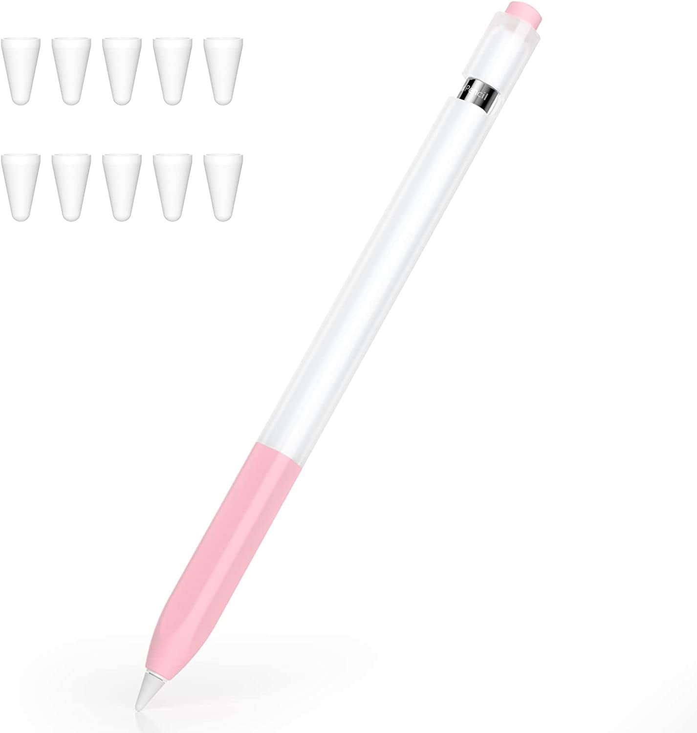 Joosko Compatible with Apple Pencil 1St Generation Case, Non-Slip Silicone Case, [With 10 Silicone Nib Sleeves] for Apple Pencil 1St Generation. (Pink)  JOOSKO   
