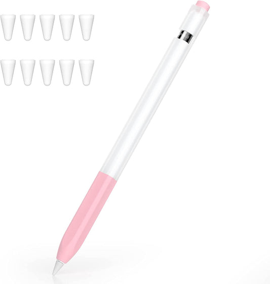 Joosko Compatible with Apple Pencil 1St Generation Case, Non-Slip Silicone Case, [With 10 Silicone Nib Sleeves] for Apple Pencil 1St Generation. (Pink)  JOOSKO   