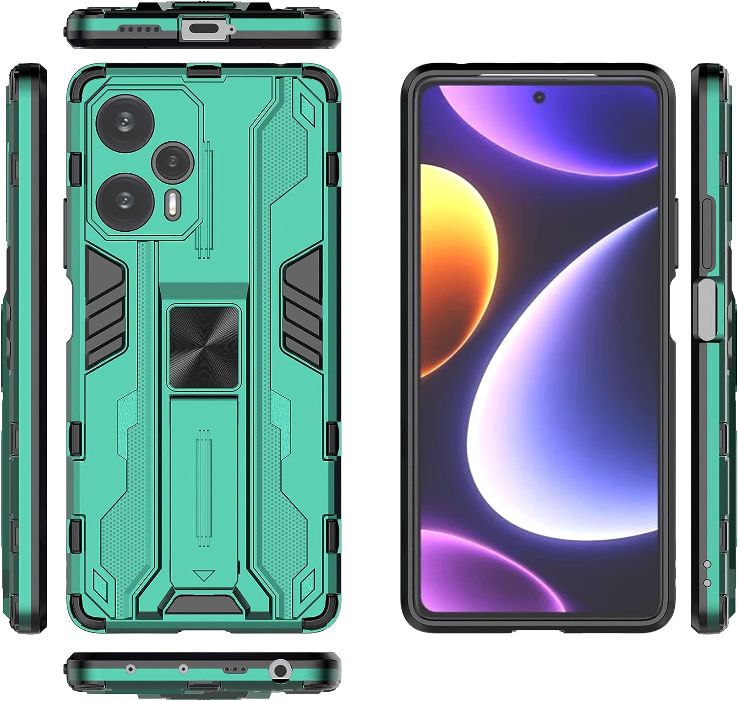 Pzwoxukhov Case for Redmi Note 12 Turbo 5G Case Cover,Case for Xiaomi Poco F5 5G Protective Phone Cover with Kickstand,Magnetic Attraction Function Case Black  Pzwoxukhov Green  