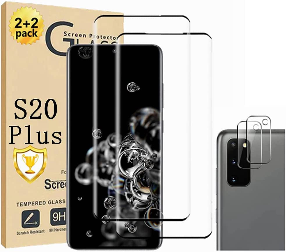 Micger Galaxy Note 20 Ultra Screen Protector, 2 Pack Camera Lens Protector【2+2 Pack】 Compatible Fingerprint, Easy Installation, 3D Glass 9H Hardness Tempered Glass Screen Protector for Samsung Galaxy Note 20 Ultra 5G  Micger Galaxy S20 Plus Screen Protector  