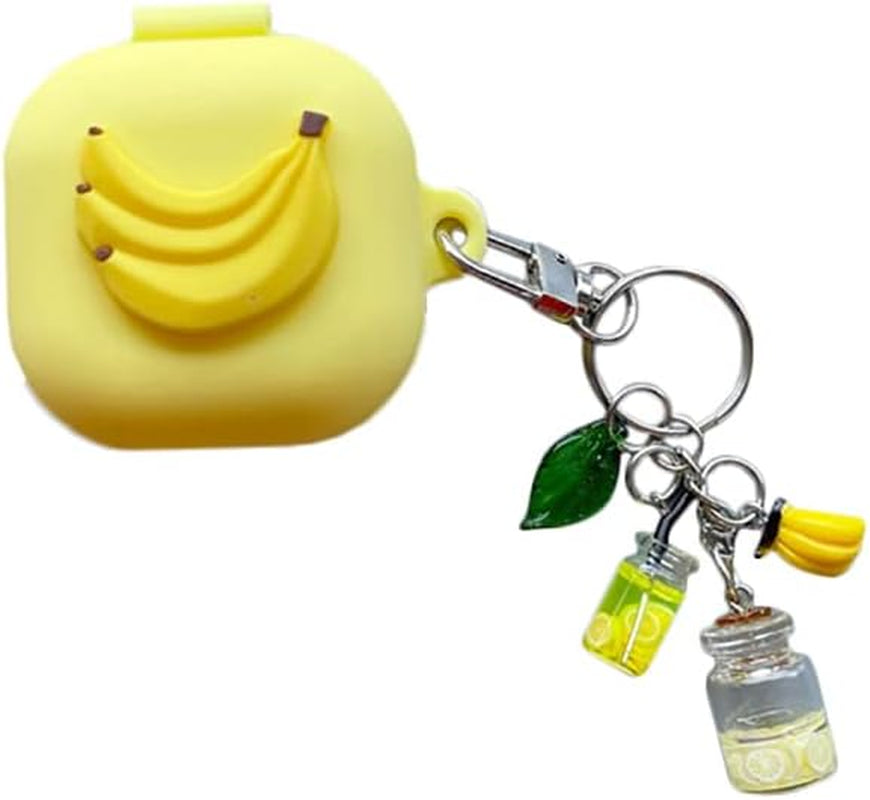 3D Fruit Headphones Case Compatible with Samsung Galaxy Buds Live(2020) Silicone Case with Lovely Accesories Kids Teens Girls Women Funny Kawaii Cover for Galaxy Buds Pro(2021) (Red Cherries)  SINQERISHT Yellow Banana  