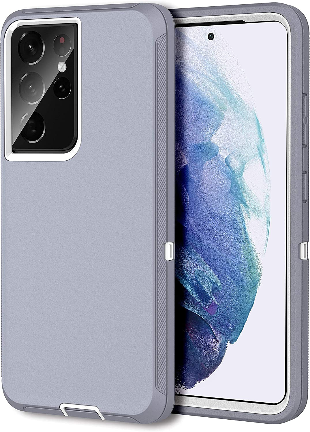 MXX Case Compatible with Galaxy S21 Ultra, 3-Layer Super Full Heavy Duty Body Bumper Cover/Shock Protection/Dust Proof, Designed for Samsung Galaxy S21 Ultra 5G (6.8 Inch) 2021 - (Orange/Gray)  MXx Accessories inc Gray/White Galaxy S21 Ultra 5G (6.8 Inch) 