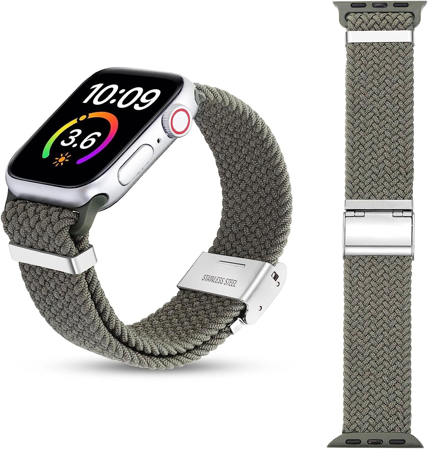 Silutupo Braided Watch Band Compatible with Apple Watch Bands for Women Men 45Mm 44Mm 42Mm 41Mm 40Mm 38Mm Elastic Stretchy Wristbands for Iwatch Series 8/7/6/5/4/3/2/1/SE  Silutupo Green 38mm/40mm/41mm 