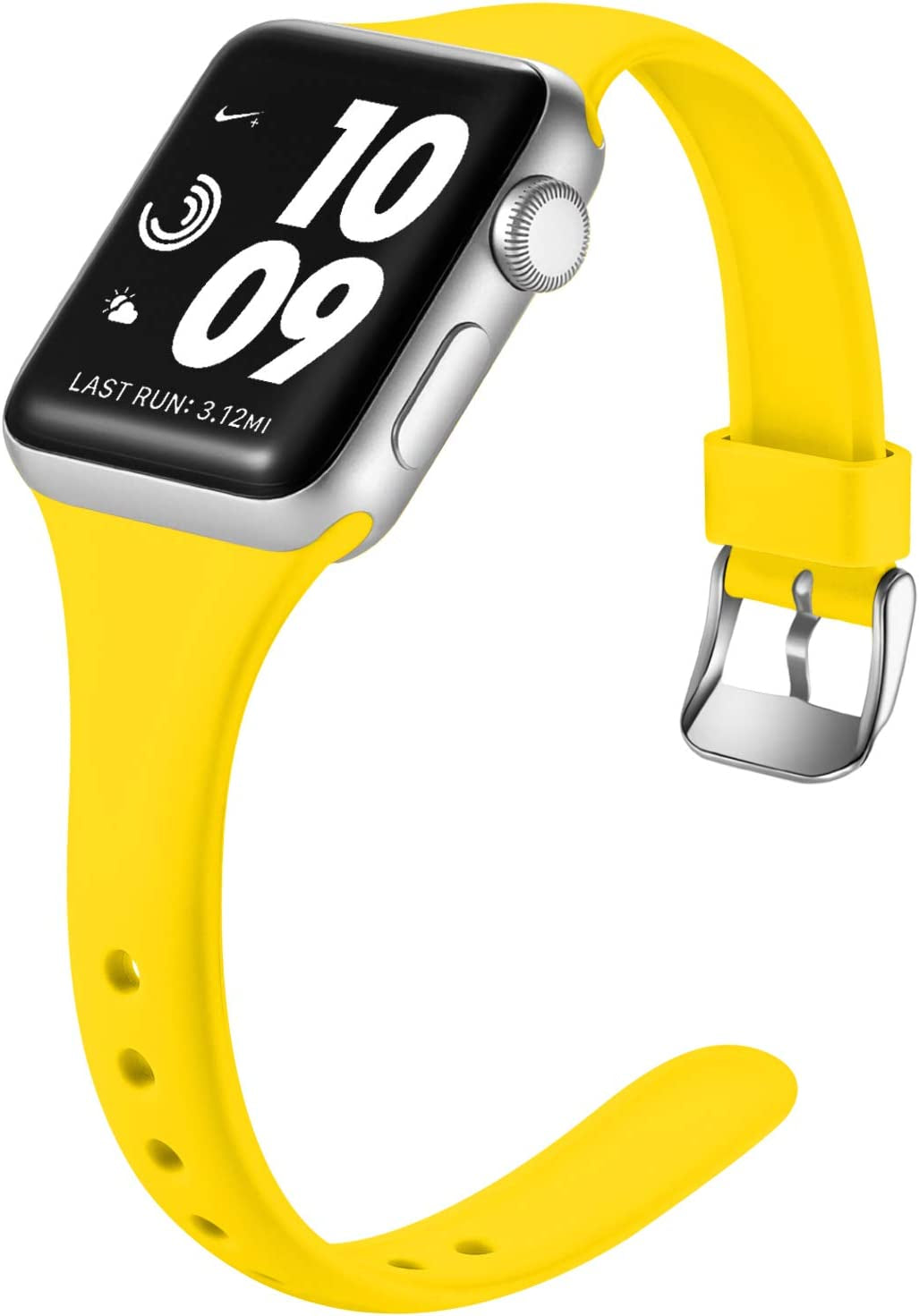 Laffav Slim Band Compatible with Apple Watch 49Mm 45Mm 44Mm 42Mm Iwatch SE & Ultra & Series 8/7/6/5/4/3/2/1 for Women Men, Black, S/M  Laffav Mango Yellow 42mm/44mm/45mm/49mm M/L 