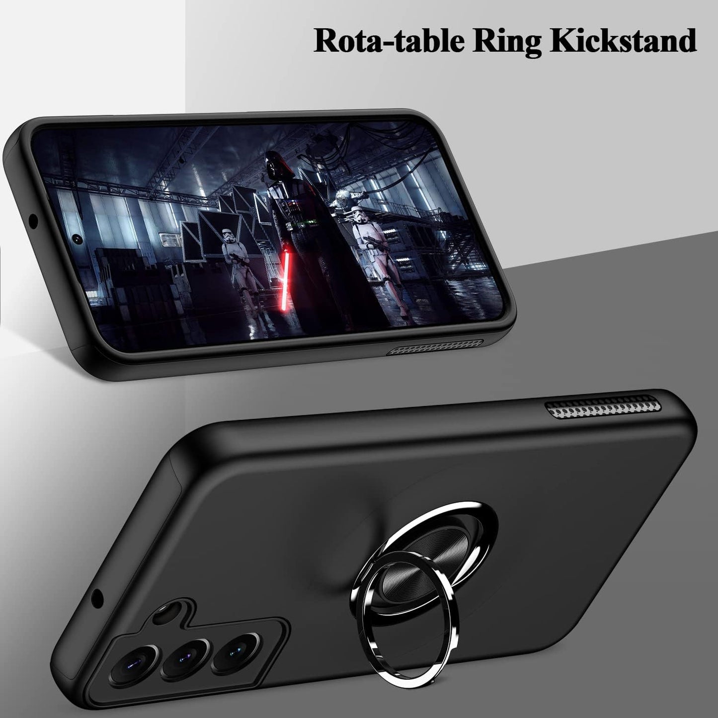 MMHUO for Galaxy S21 Case,Dual Layer Military Grade Drop Protection Slim Samsung S21 Kickstand Case with Hidden Ring Holder Shockproof Protective Phone Case for Samsung Galaxy S21 5G,Black  MMHUO   