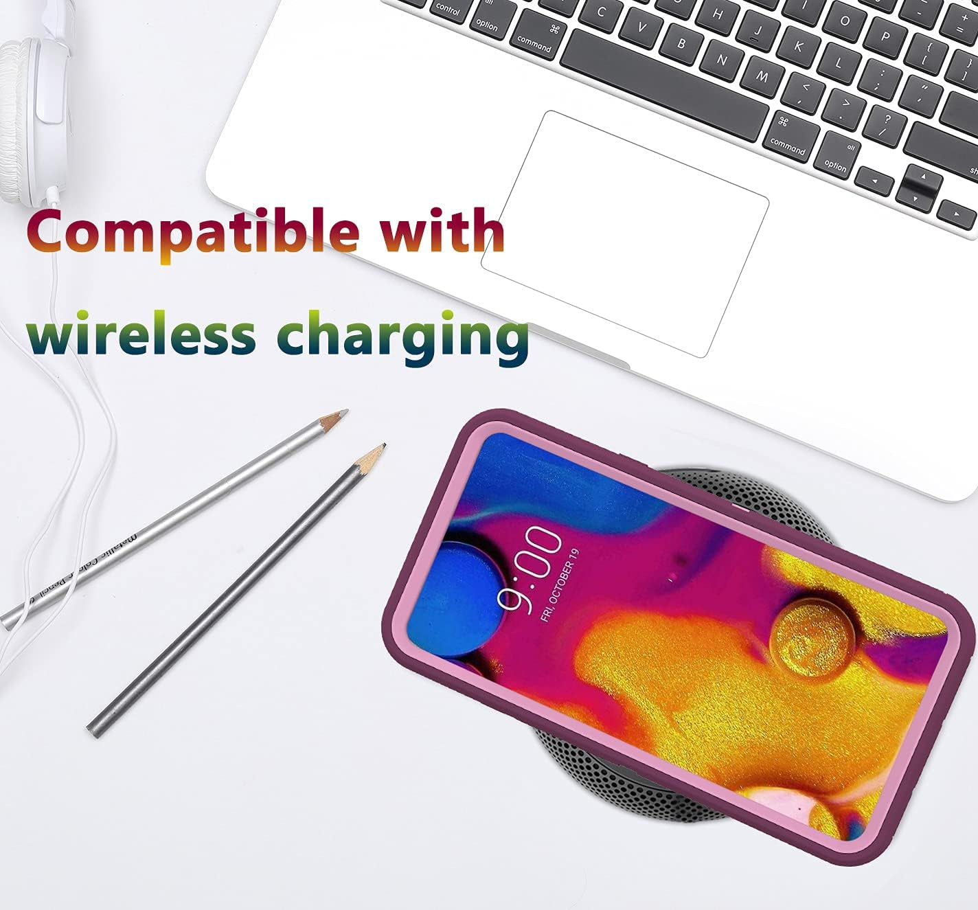 Annymall for LG V40 Case, LG V40 Thinq Case, with Built in Screen Protector Full Body Rugged 3 in 1 Bumper Heavy Duty Shockproof Drop/Dust-Proof Protective Phone Case Cover for LG V40 (Wine/Pink)  Annymall   