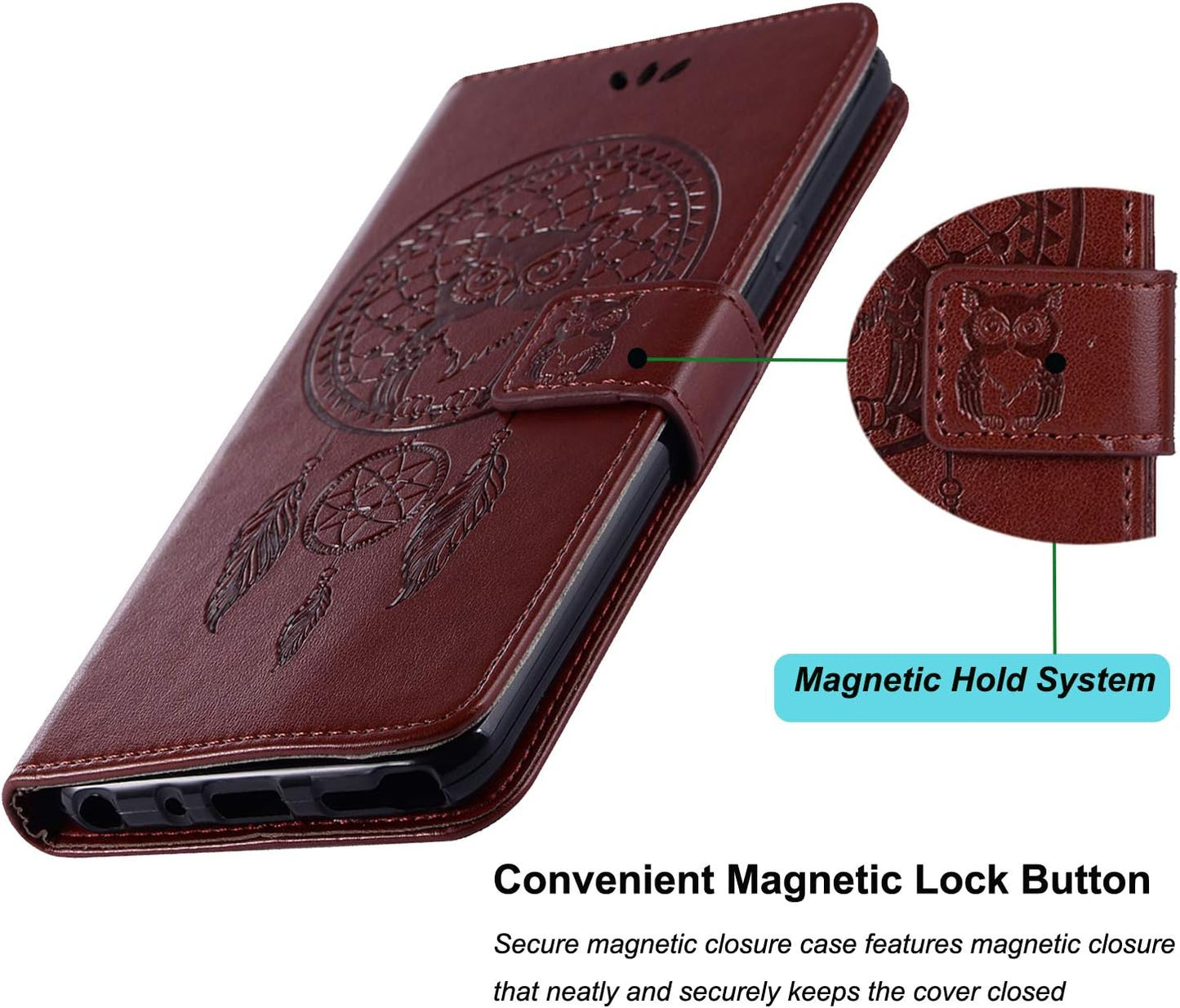 Sidande for LG G7 Case, for LG G7 Thinq Wallet Case, [Wrist Strap] Owl PU Leather Wallet Flip Protective Phone Case Cover with Card Slots and Stand for LG G7 / for LG G7 Thinq (2018) (Brown)  sidande   