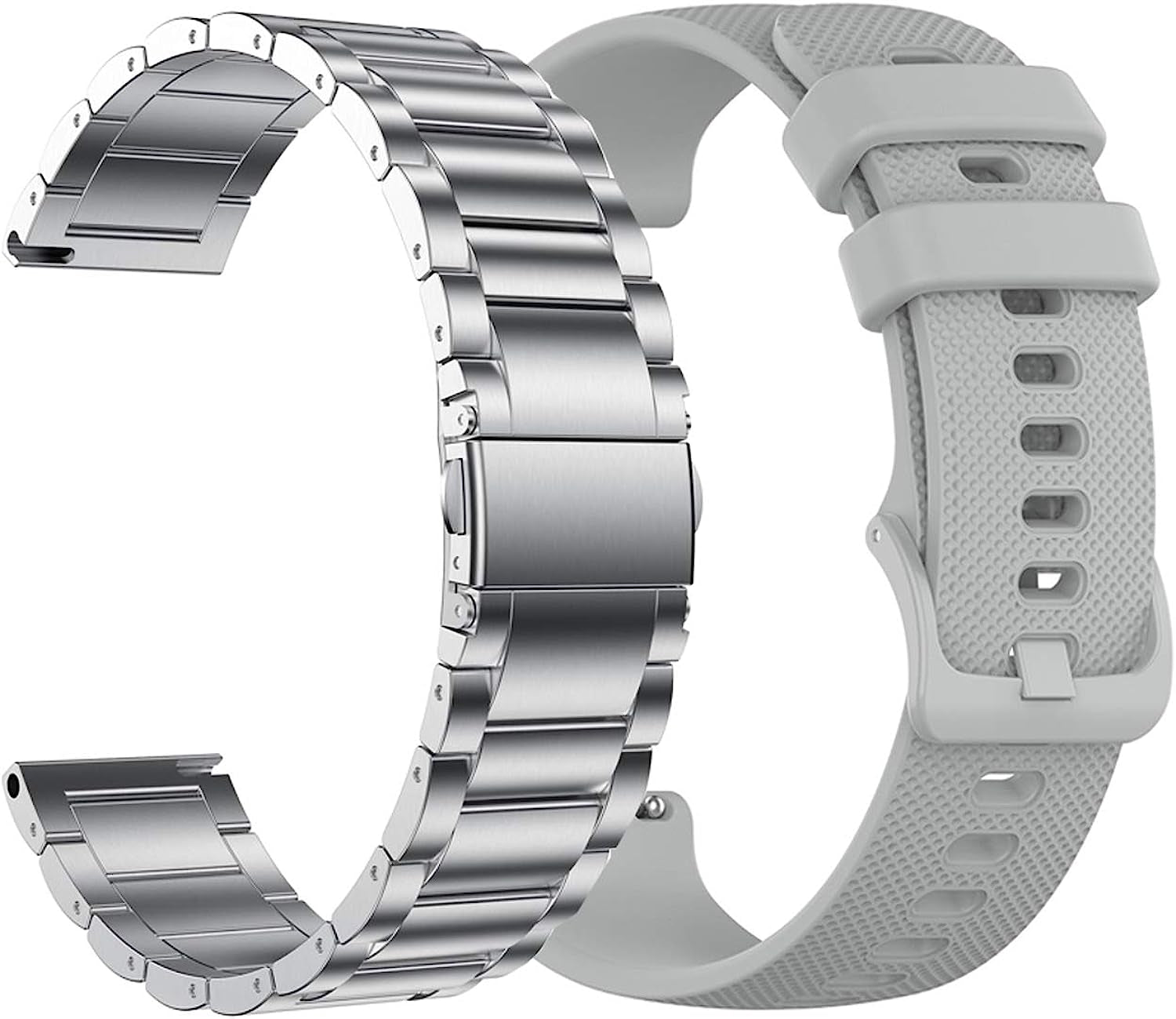 YEEJOK 22Mm Watch Bands Compatible for Fossil Men'S Gen 6/5E 44Mm/ Gen 5LTE/ Gen 5 Carlyle Garrett/Women'S Julianna/Gen 4 Explorist HR, Metal Watch Strap + Silicone Sport Bands  YEEJOK Silver & Gray  