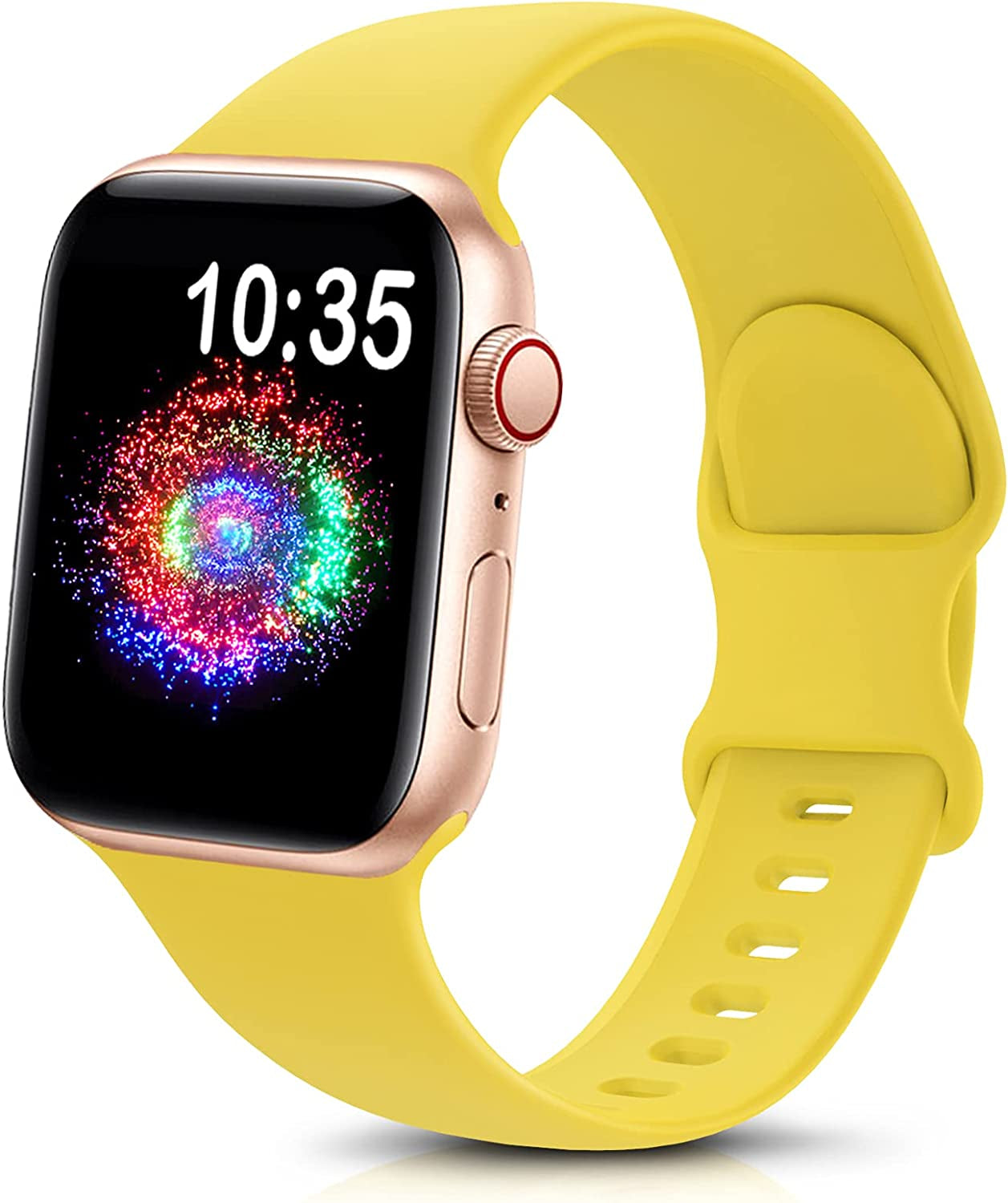 Treasuremax Sport Band Compatible with Apple Watch Bands 38Mm 40Mm 41Mm 42Mm 44Mm 45Mm 49Mm,Soft Silicone Replacement Strap Compatible for Apple Watch Series Ultra 8 7 6 5 4 3 2 1 SE Men Women  TreasureMax Yellow 42MM/44MM/45MM/49MM 
