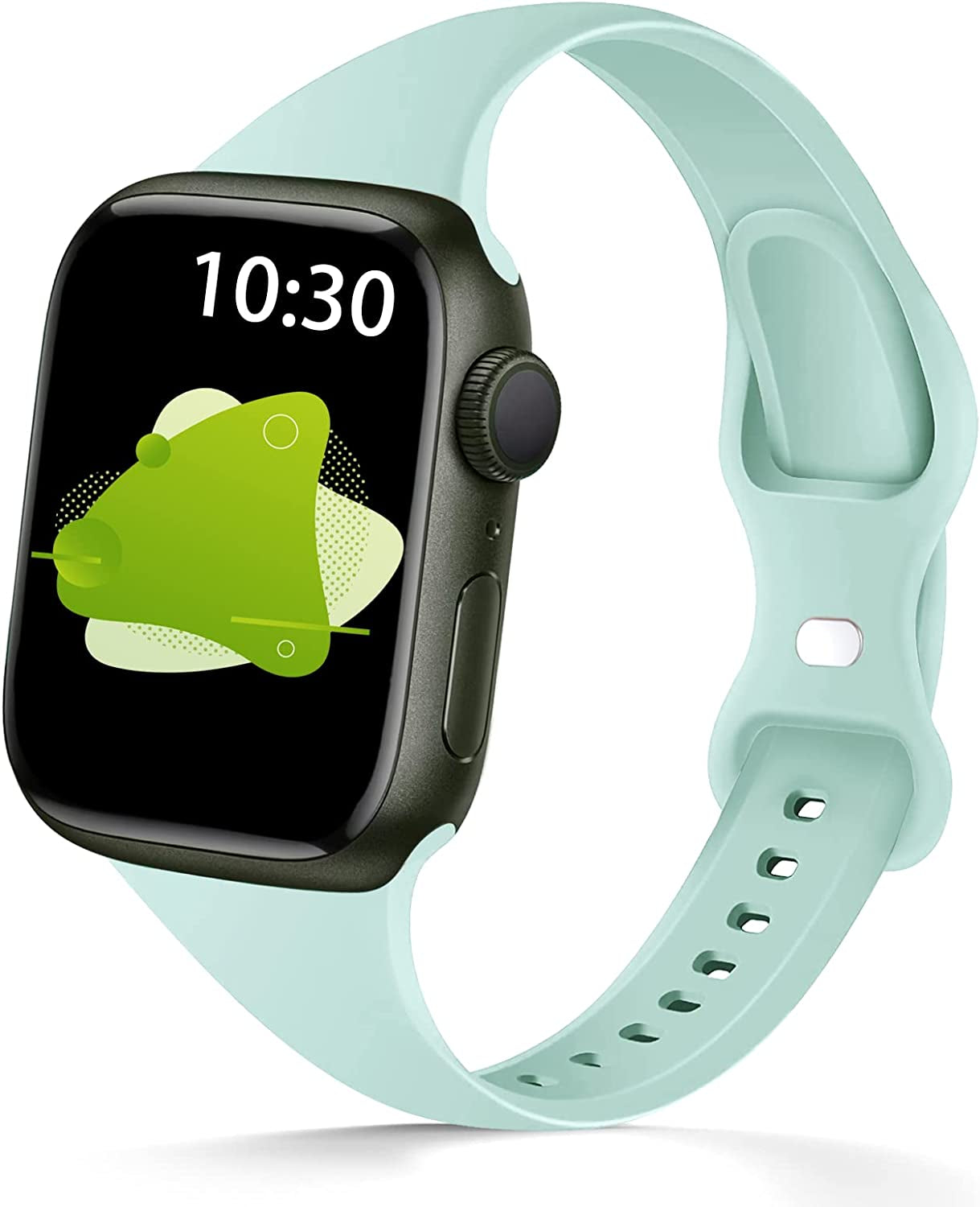 AUSOJOY Compatible with Apple Watch Slim Band, Silicone Sport Band Replacement, 38Mm 40Mm 41Mm 42Mm 44Mm 45Mm, Compatible with Apple Watch Series 7/6/5/4/3/2/1/SE for Women/Men  AUSOJOY Marine Green 42mm/44mm/45mm 
