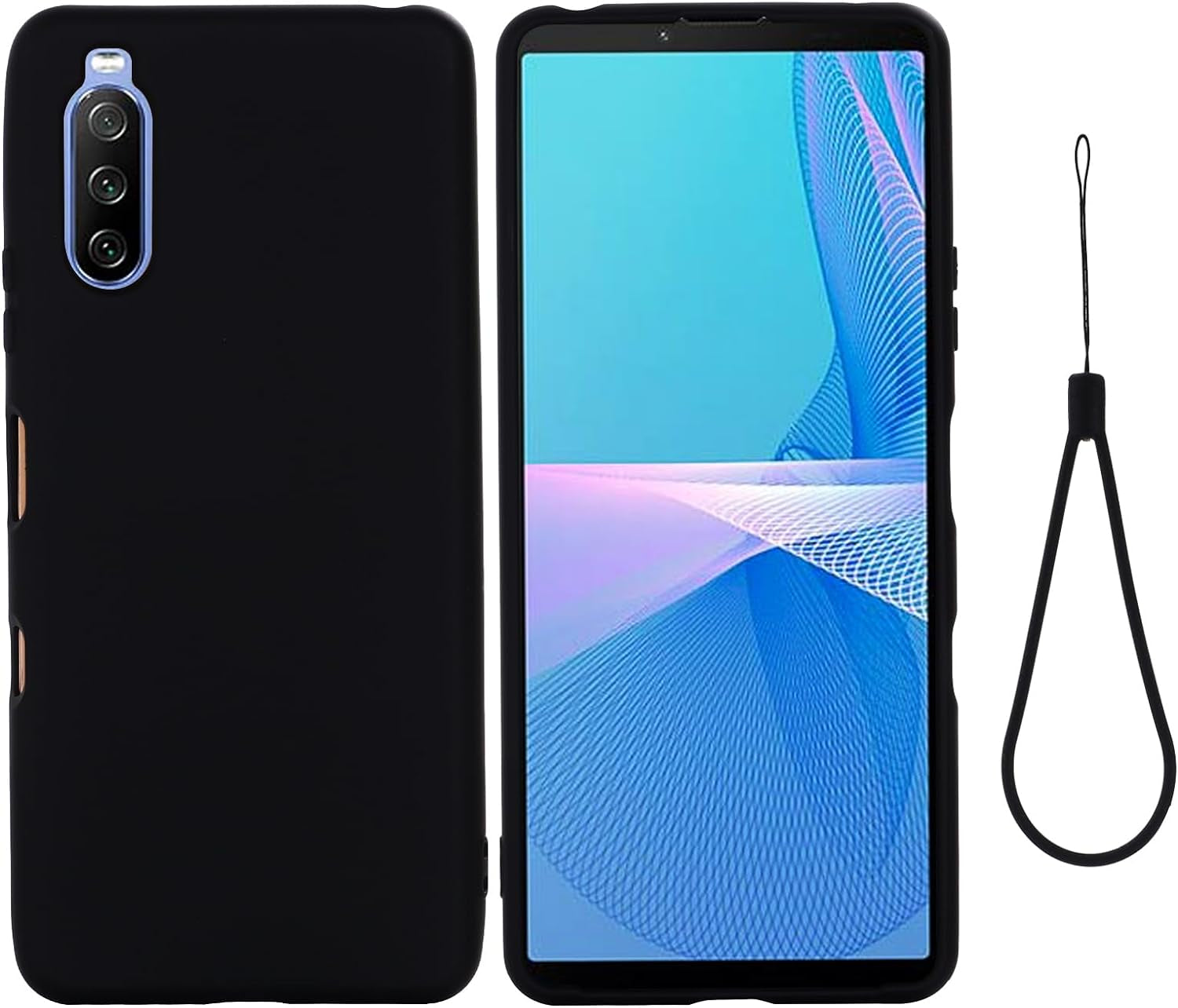 Case for Sony Xperia 10 III, Liquid Silicone Protective Phone Case for Sony Xperia 10 III with Silicone Lanyard, Slim Thin Soft Shockproof Cover for Sony Xperia 10 III Silicone Case Red  Generic Black Sony Xperia 10 Iii 
