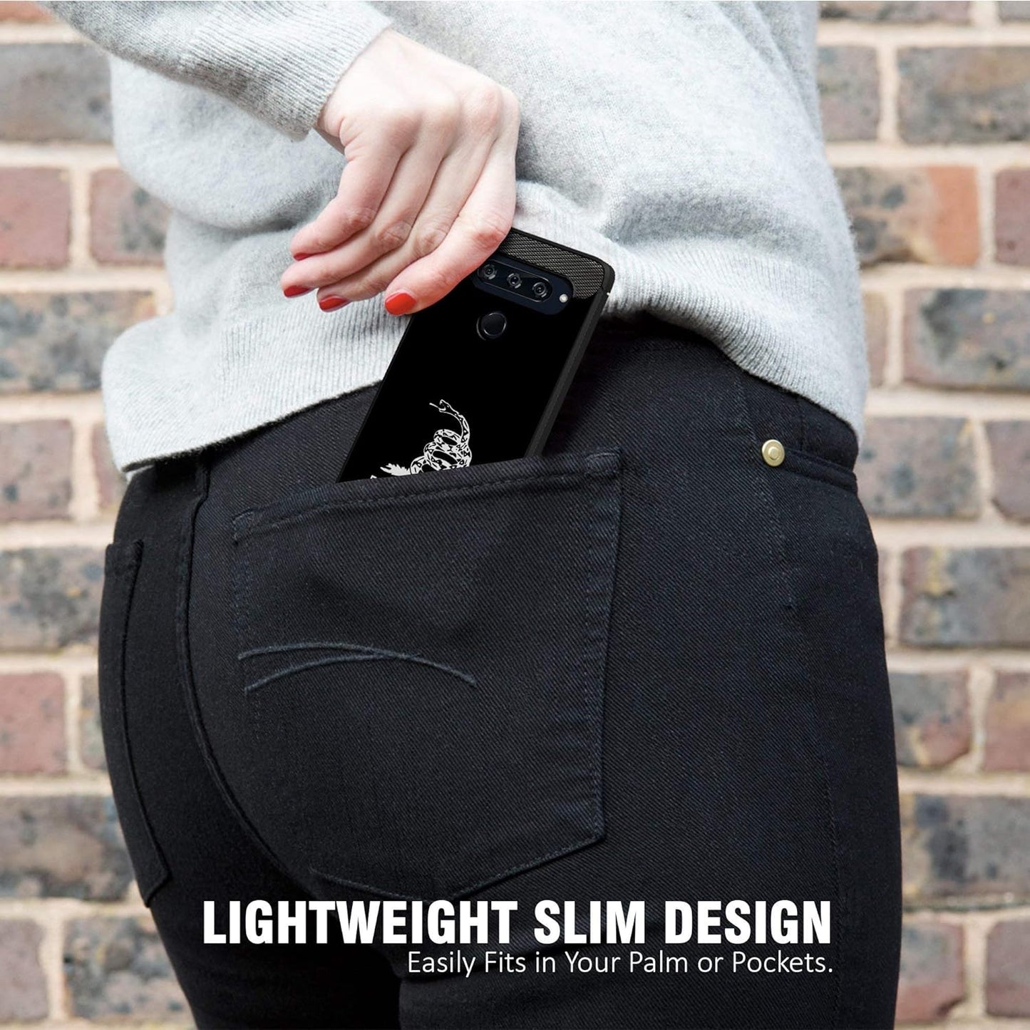 Casesondeck Case Compatible with LG G8 Thinq/Lg G8, Slim Precise Fit TPU Case, Scratch Protection and Unique Design (Don’T Tread on Me)  CasesonDeck   