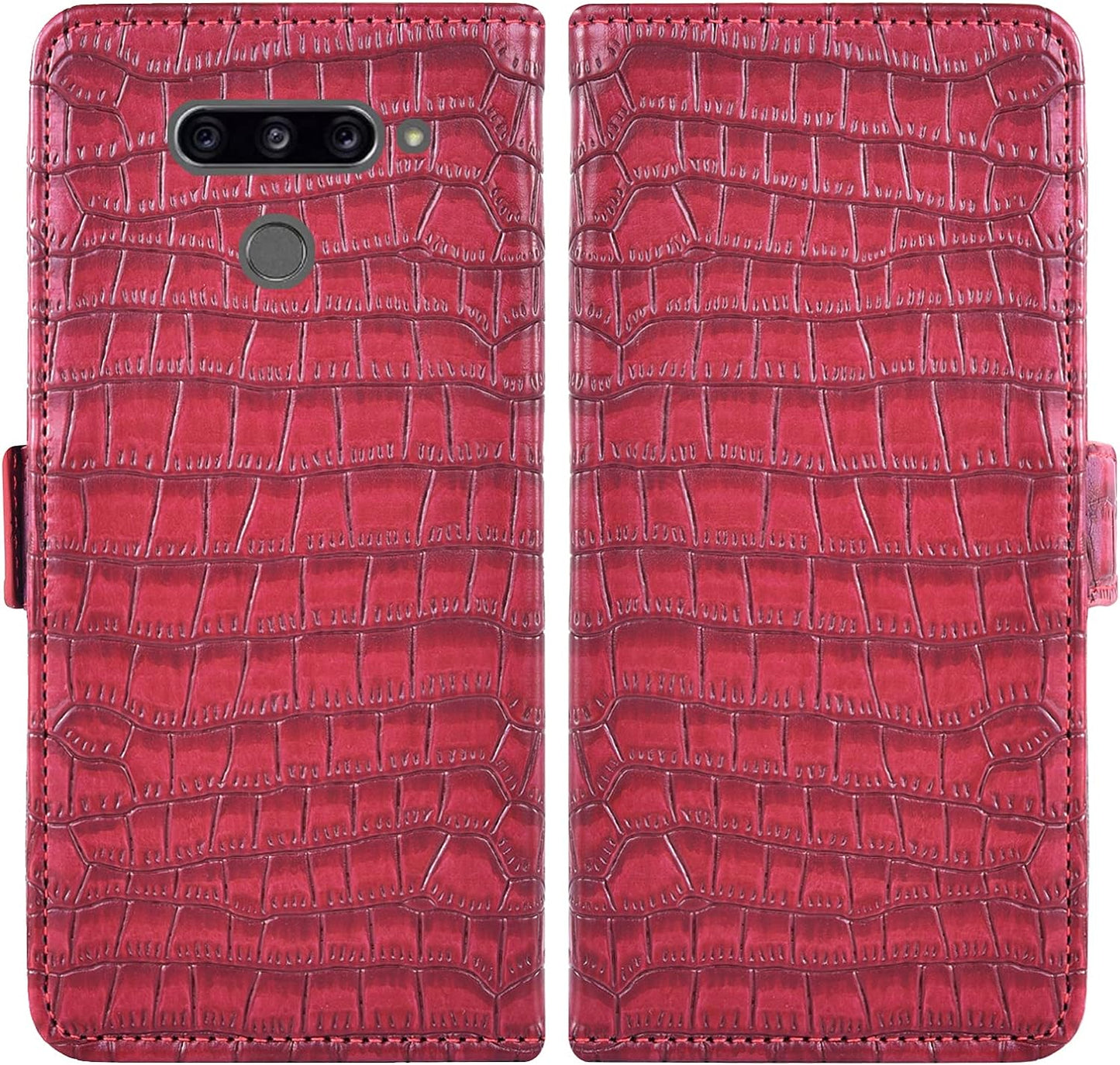 Asuwish Compatible with LG V40 Thinq Wallet Case with Tempered Glass Screen Protector and Flip Cover Card Holder Cell Phone Cases for LGV40 Storm V 40 Thin Q V40Thinq LG40 40V 40Thinq Women Men Red  Asuwish   