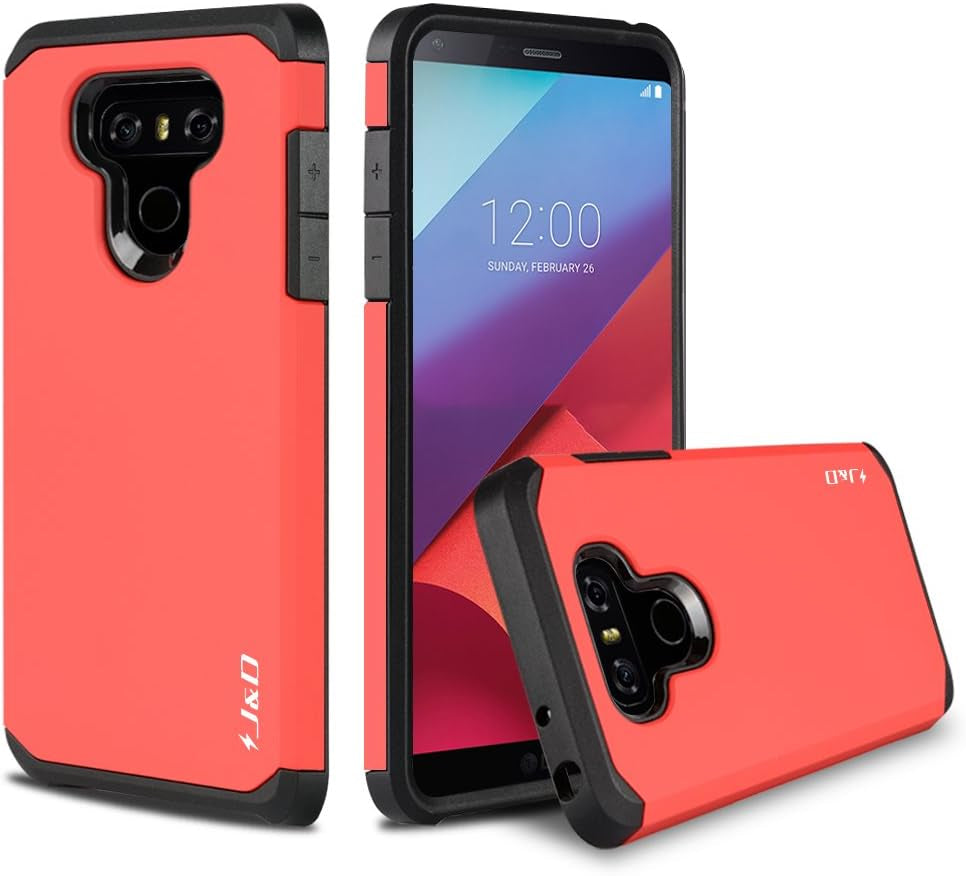 J&D Case Compatible for LG G6 / LG G6 plus Case, Heavy Duty Dual Layer Hybrid Shock Proof Protective Rugged Bumper Case for LG G6 Plus, LG G6 Case, Red  J&D Tech   