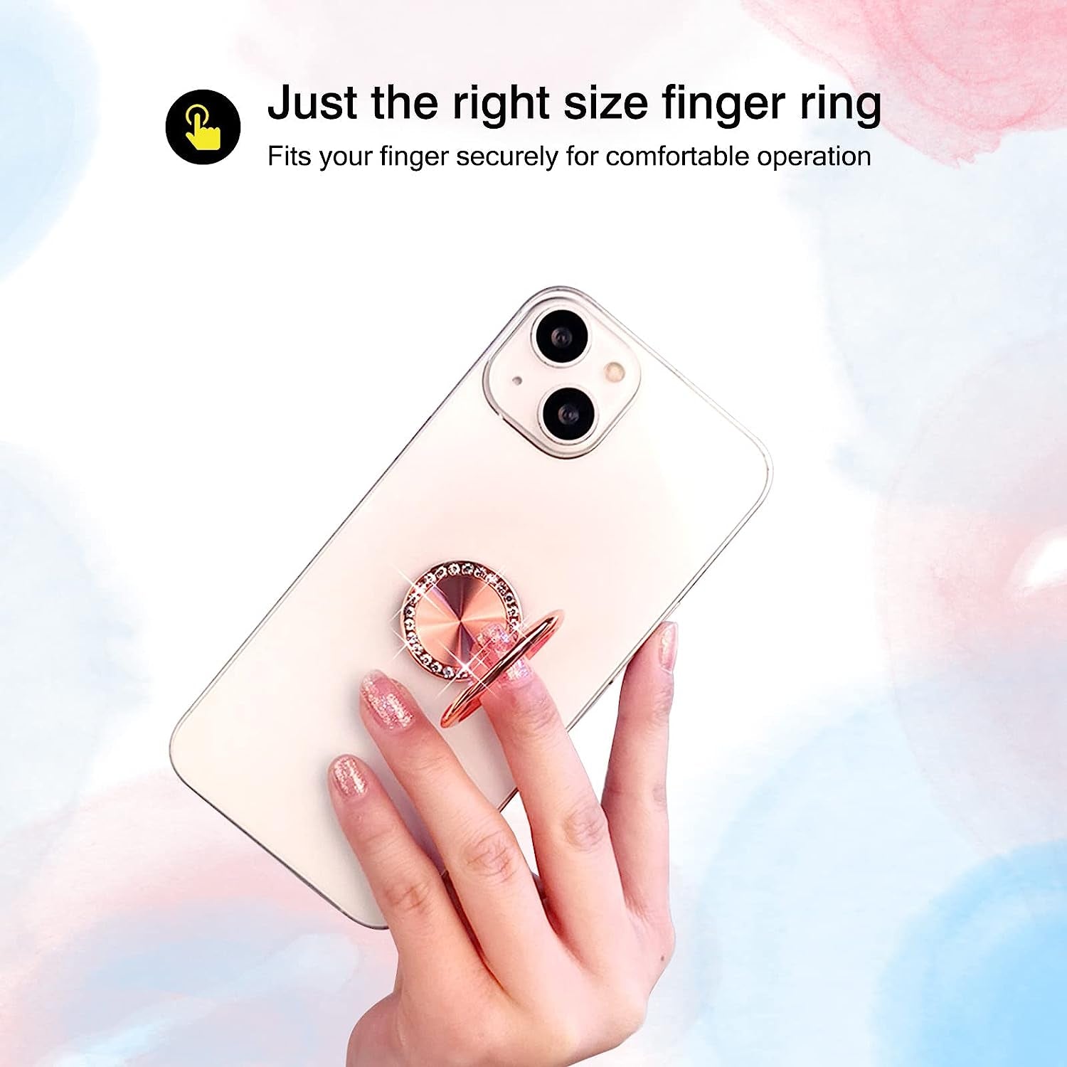 [2 Pack] Concentric Circular Texture Diamond Setting Cell Phone Ring Holder Stand, 360 Degree Rotation and 180 Degreeadjustable Finger Ring Kickstand with Polished Metal Phone Grip (Light Purple)  Wansurs   