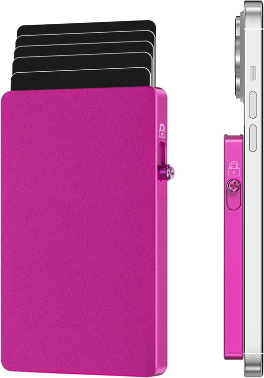 Magnetic Card Wallet Holder for Magsafe，Slim Metal Wallet Card Holder，Eject Credit Card with One Click Prevent Theft Locking Cards Function ，Card Holder for Phone Case Compatible with All Type Phone  SMRA   