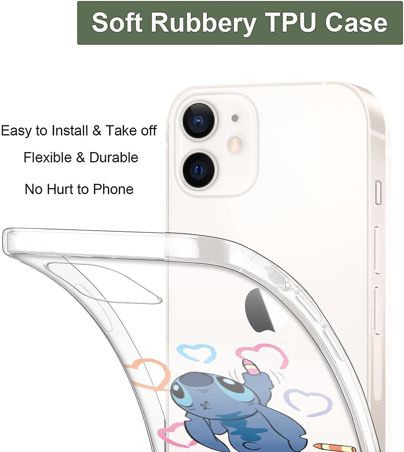 [2 Pack] Cute Case Designed for Iphone 12/Iphone 12 Pro Case, Cartoon Kawaii Aesthetic Cool Phone Cases Girly for Girls Boys Kids Women Clear Soft TPU Protective Cover Funda for Iphone 12 Pro 6.1"  SDJ US   