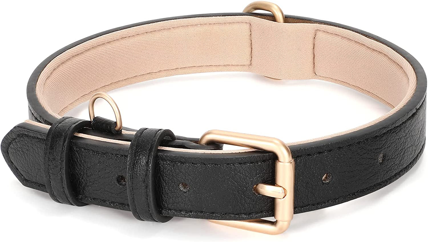 WHIPPY Airtag Leather Dog Collar GPS Tracker Air Tag Puppy Collar Adjustable Soft Leather Padded Dog Collar with Airtag Holder Case for Small Medium Large Dog Pet Backpack,Pink,M  WHIPPY C-black L:Neck 20"-23",Width1.18" 