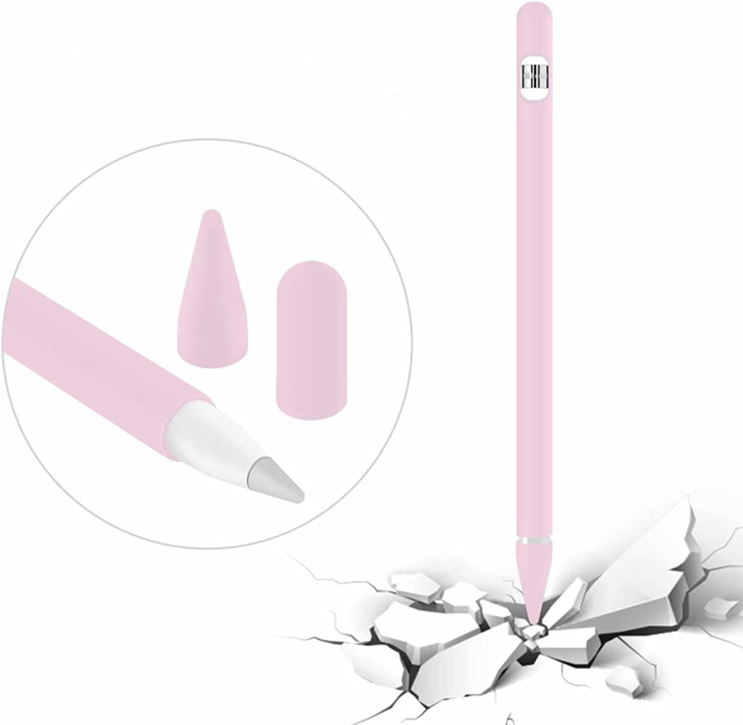 Siduater Silicone Sleeve for Apple Pencil 1St Generation, Ultra Light Pen Skin Case Cover Accessories Soft Protective Ipad Pencil Grip Holder with 2 Nib Cover, 1 Cable Adapter Tether, Pink  siduater   